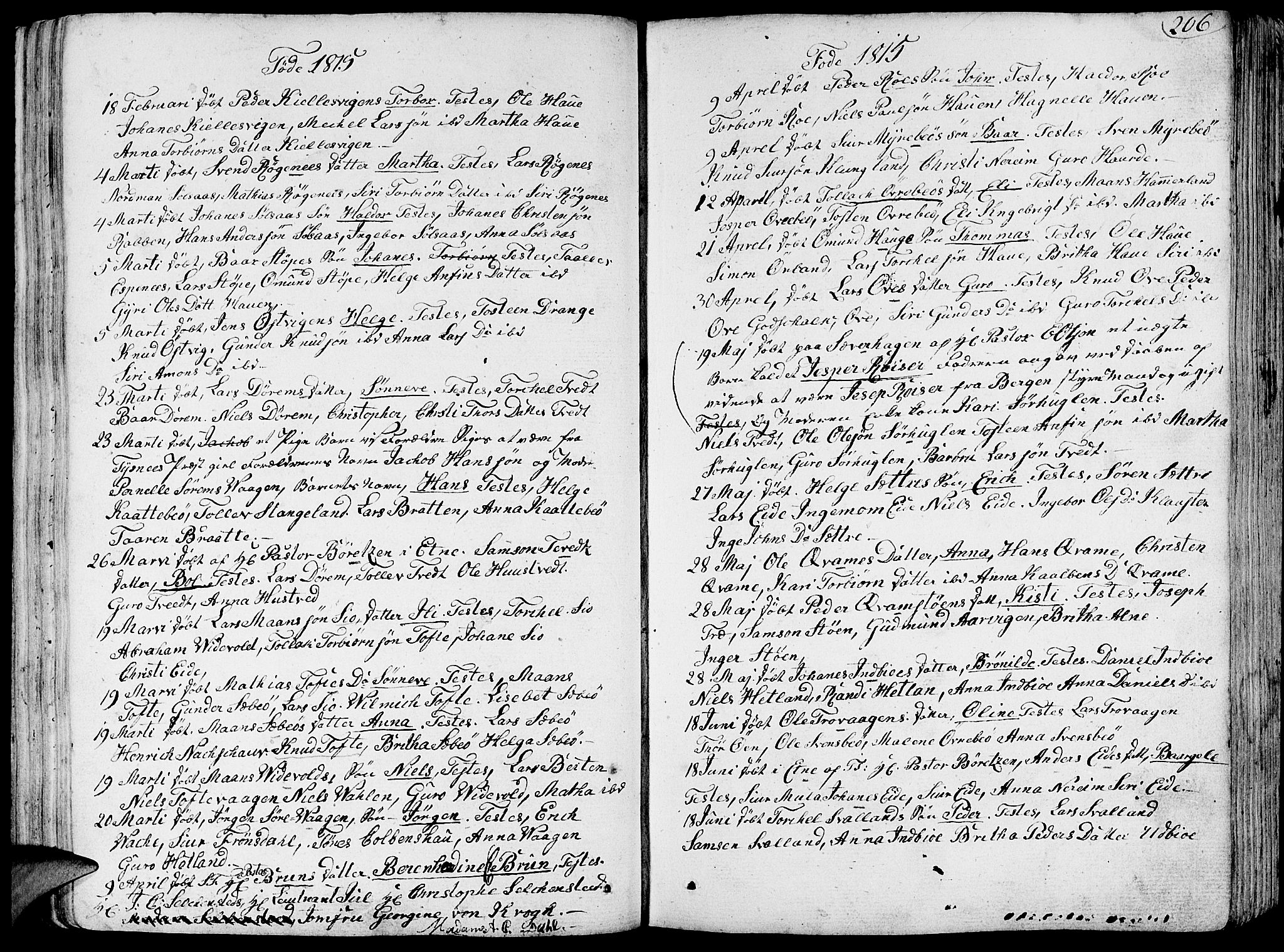 Fjelberg sokneprestembete, SAB/A-75201/H/Haa: Parish register (official) no. A 3, 1788-1815, p. 206