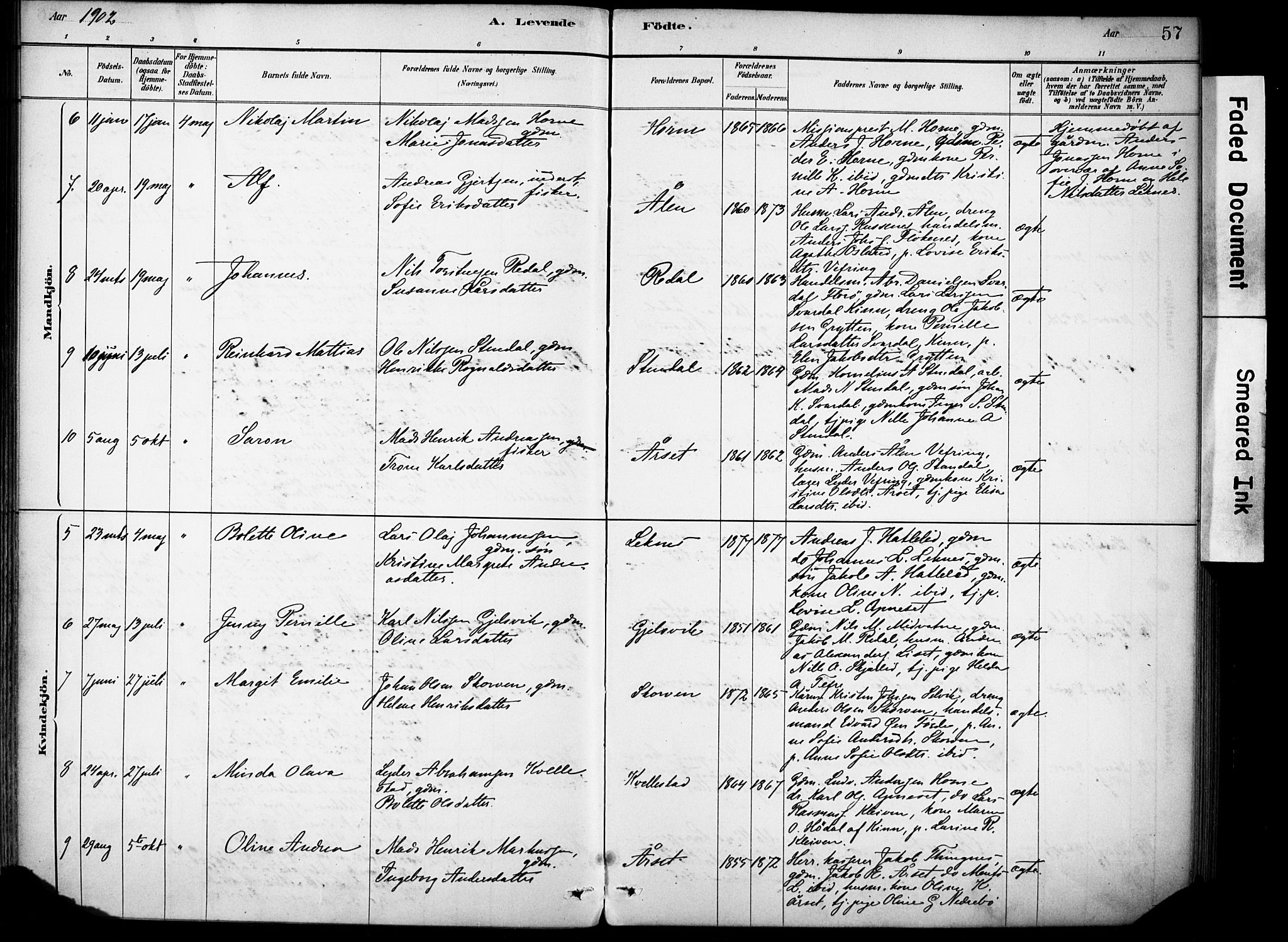 Førde sokneprestembete, AV/SAB-A-79901/H/Haa/Haae/L0001: Parish register (official) no. E 1, 1881-1911, p. 57