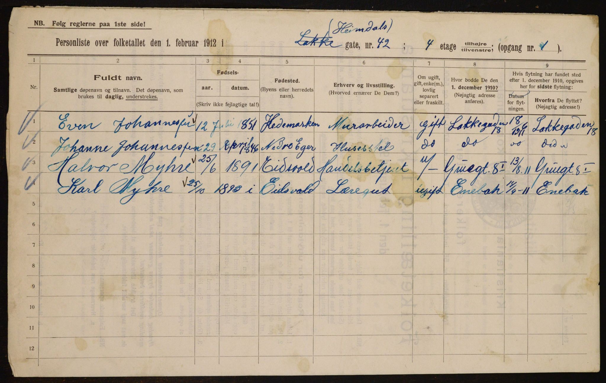 OBA, Municipal Census 1912 for Kristiania, 1912, p. 37812