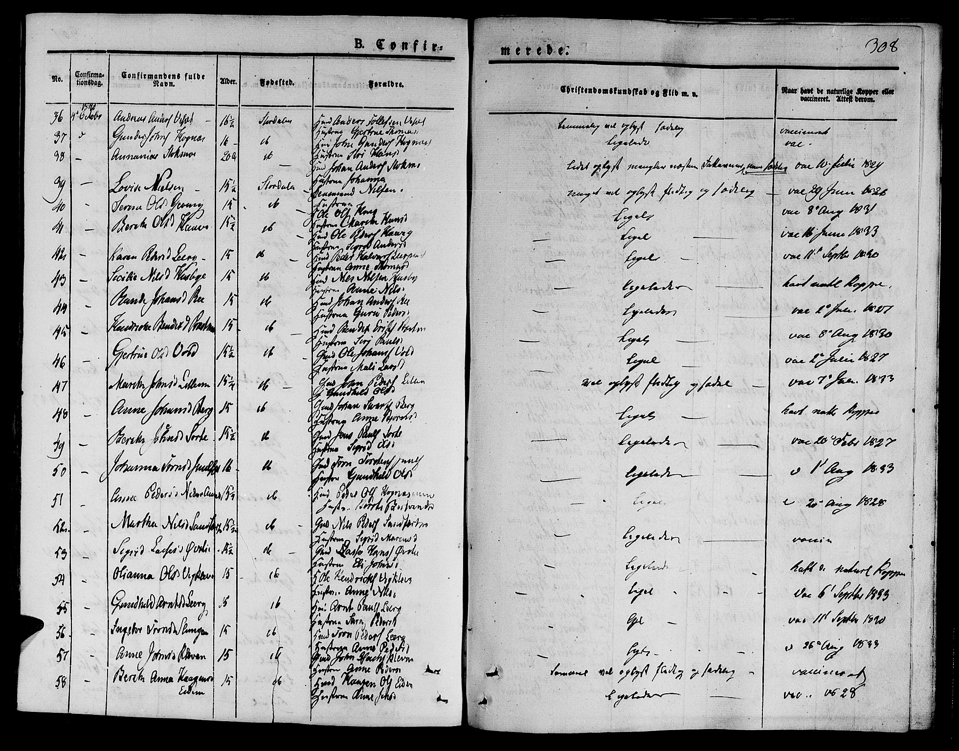 Ministerialprotokoller, klokkerbøker og fødselsregistre - Nord-Trøndelag, SAT/A-1458/709/L0071: Parish register (official) no. 709A11, 1833-1844, p. 308