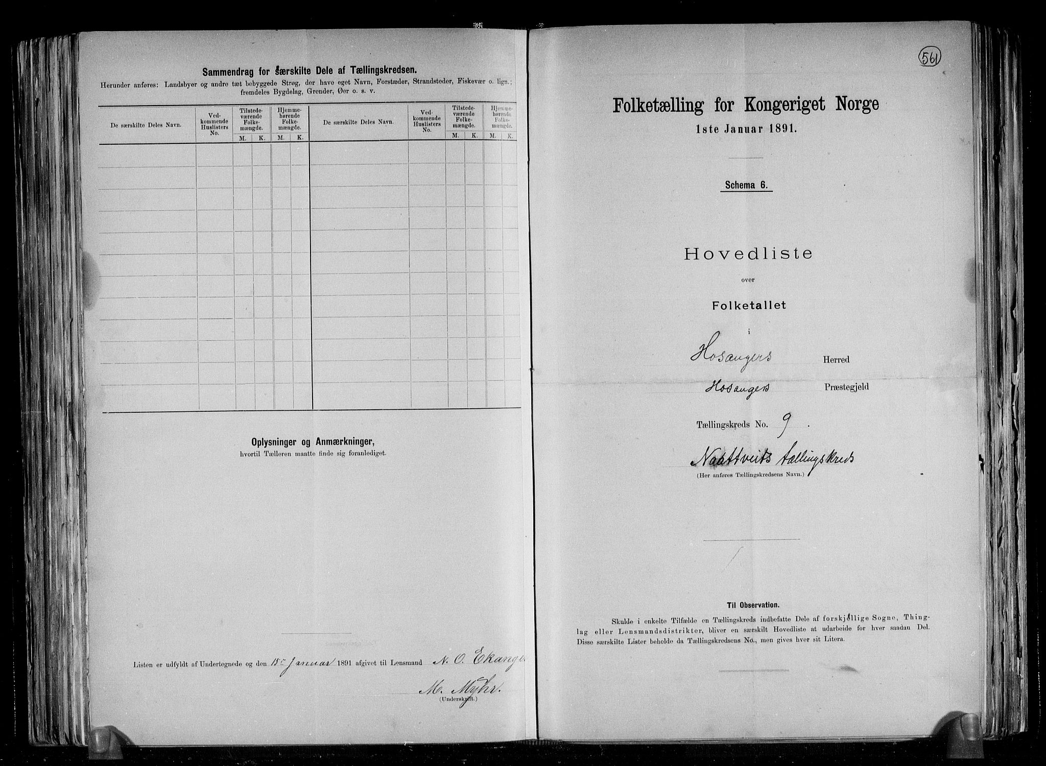 RA, 1891 census for 1253 Hosanger, 1891, p. 20