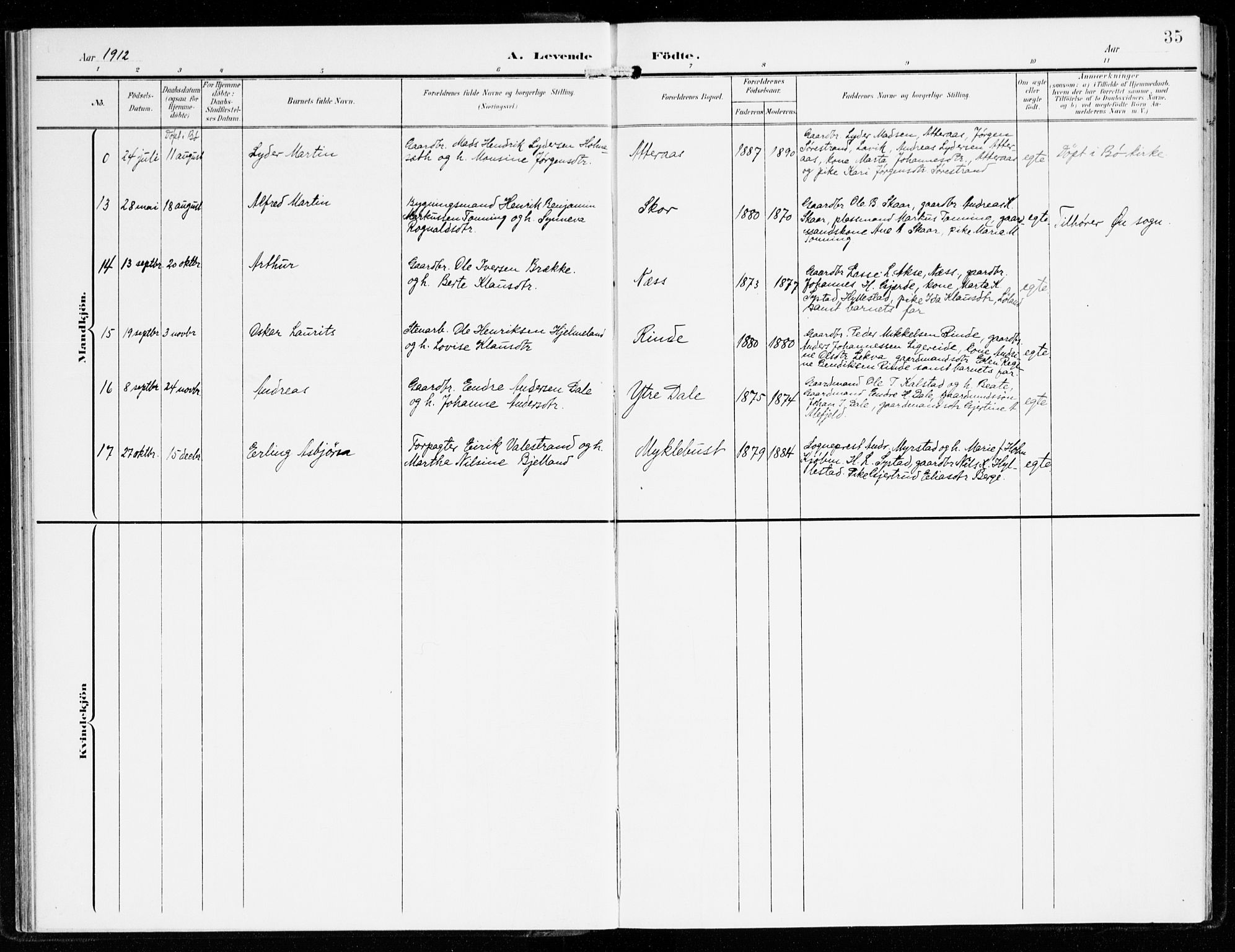 Hyllestad sokneprestembete, SAB/A-80401: Parish register (official) no. B 2, 1903-1917, p. 35