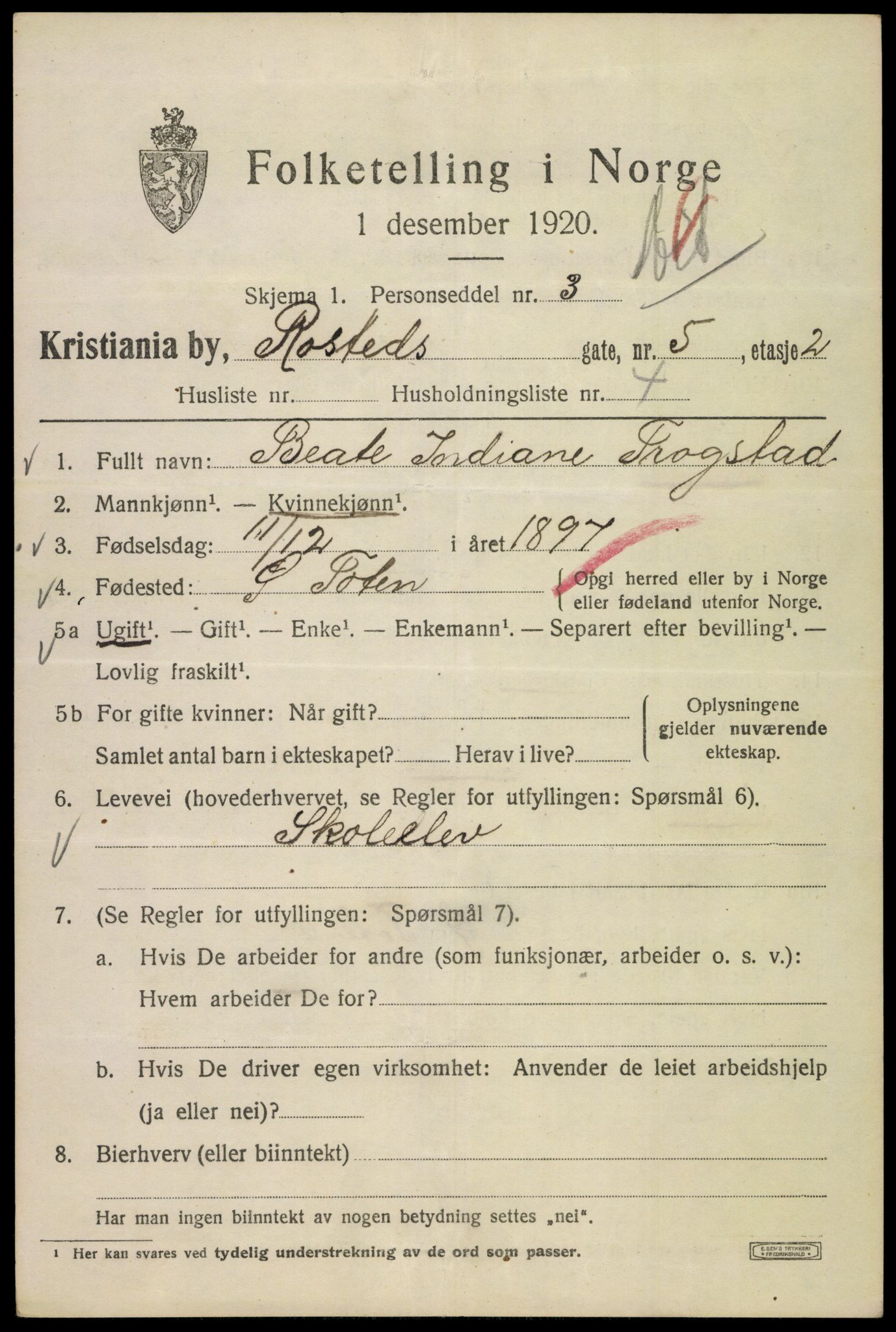 SAO, 1920 census for Kristiania, 1920, p. 467859