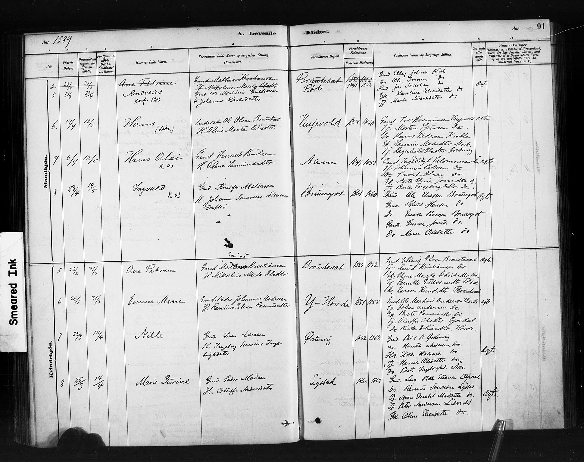 Ministerialprotokoller, klokkerbøker og fødselsregistre - Møre og Romsdal, AV/SAT-A-1454/513/L0176: Parish register (official) no. 513A03, 1877-1889, p. 91