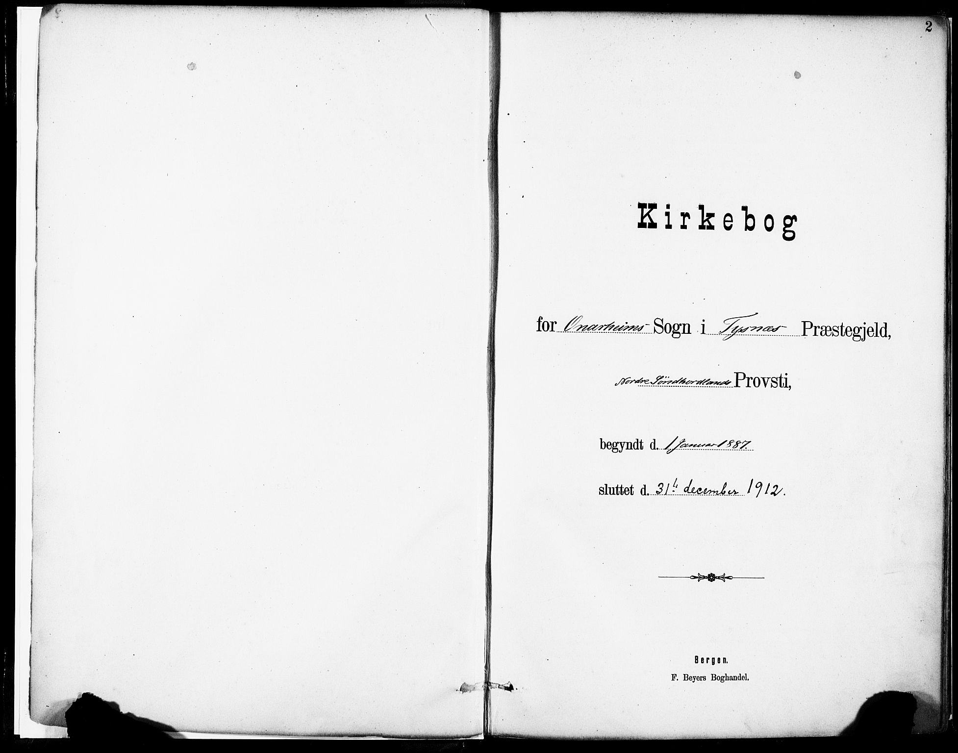 Tysnes sokneprestembete, SAB/A-78601/H/Haa: Parish register (official) no. C 1, 1887-1912, p. 2