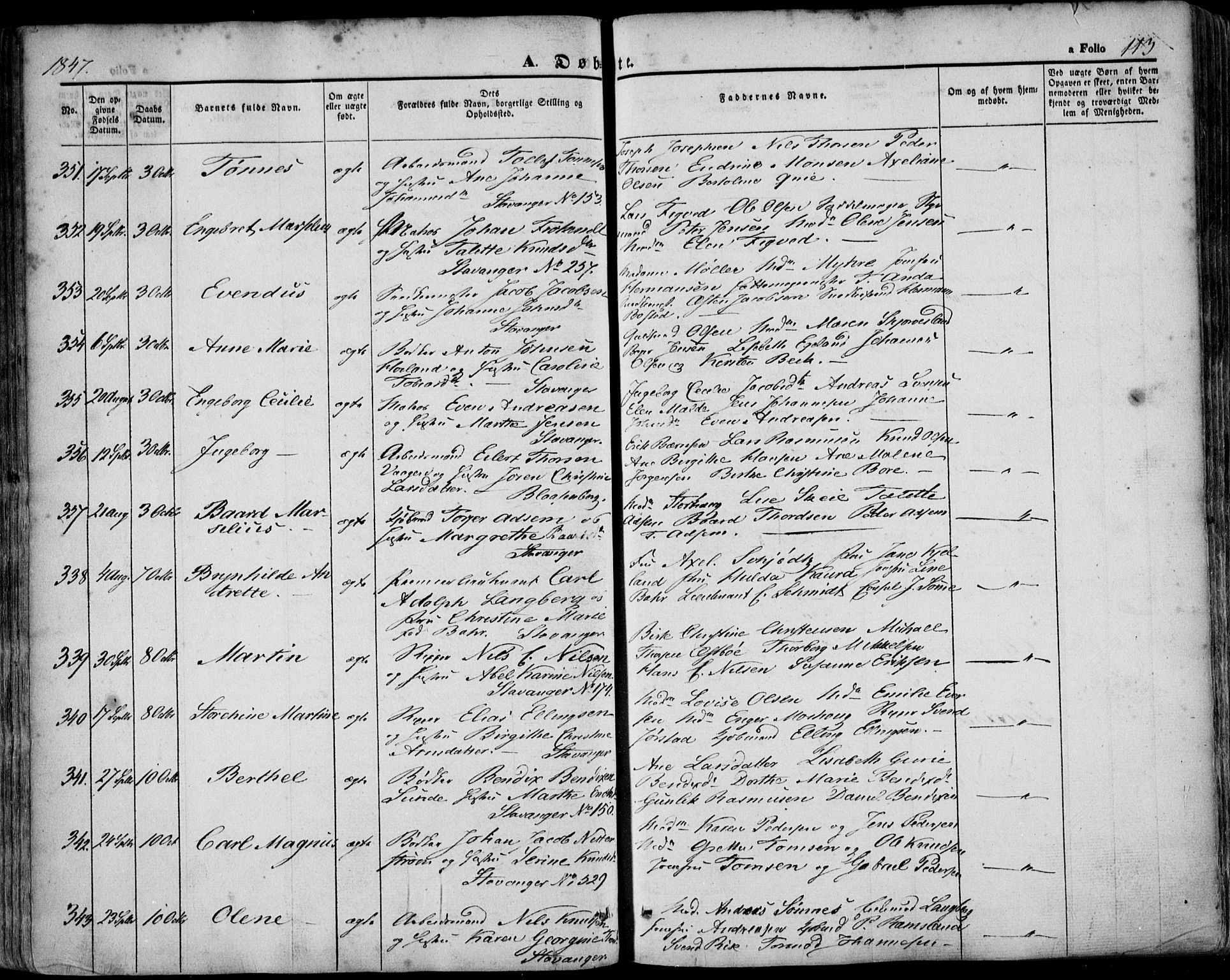 Domkirken sokneprestkontor, SAST/A-101812/001/30/30BA/L0016: Parish register (official) no. A 15, 1844-1854, p. 113