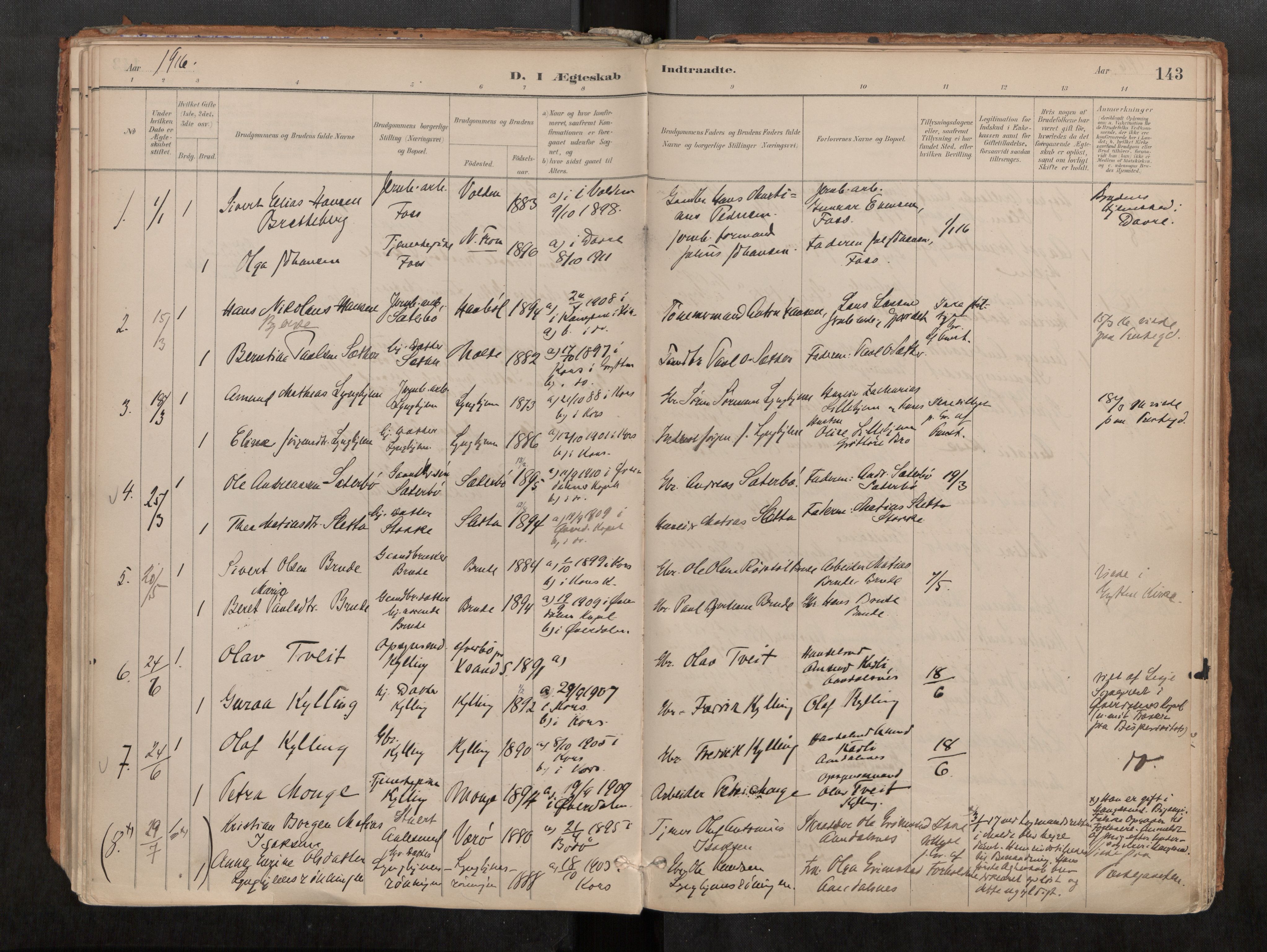 Ministerialprotokoller, klokkerbøker og fødselsregistre - Møre og Romsdal, AV/SAT-A-1454/546/L0599: Parish register (official) no. 546A03, 1882-1920, p. 143