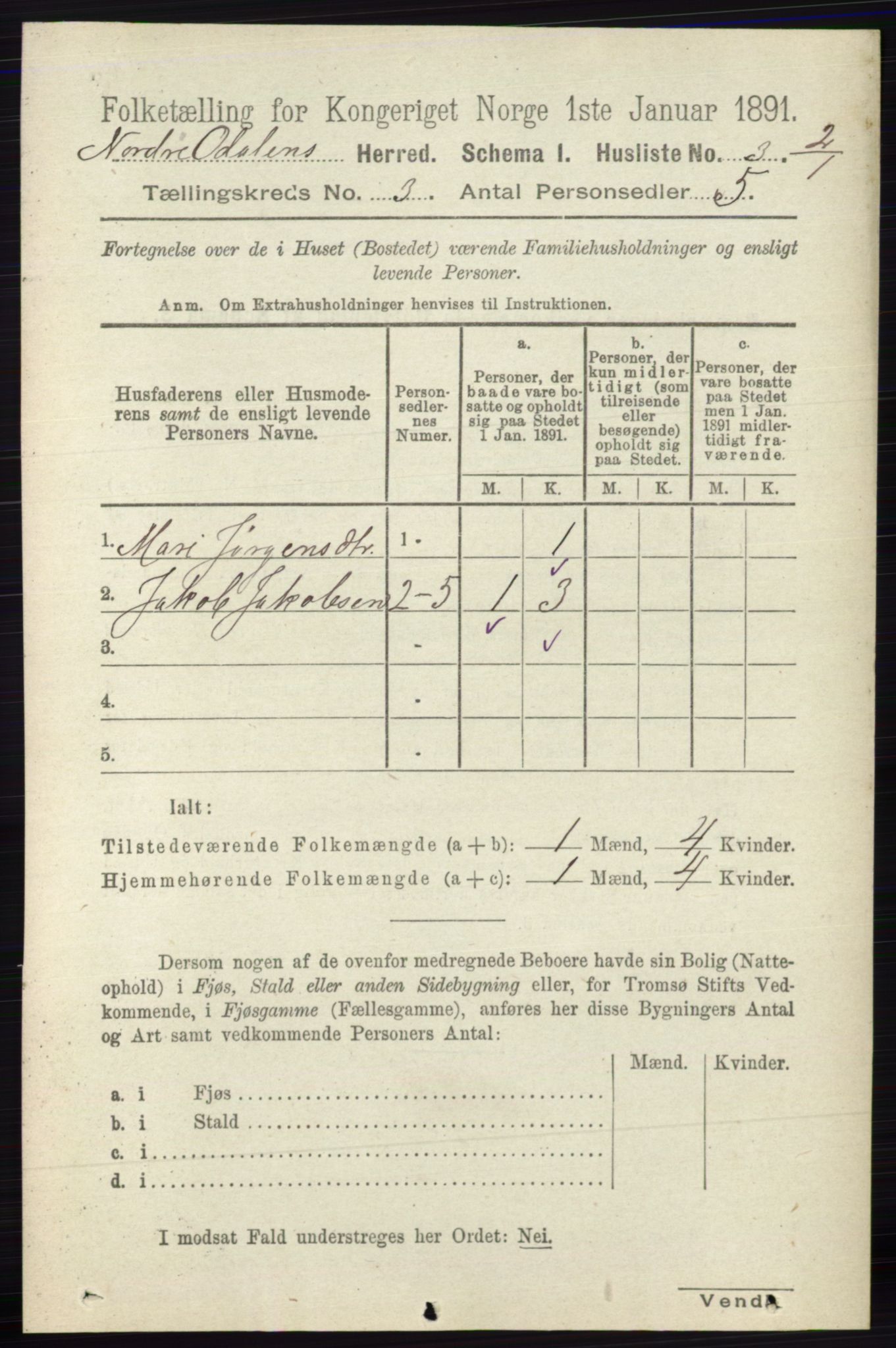 RA, 1891 census for 0418 Nord-Odal, 1891, p. 763