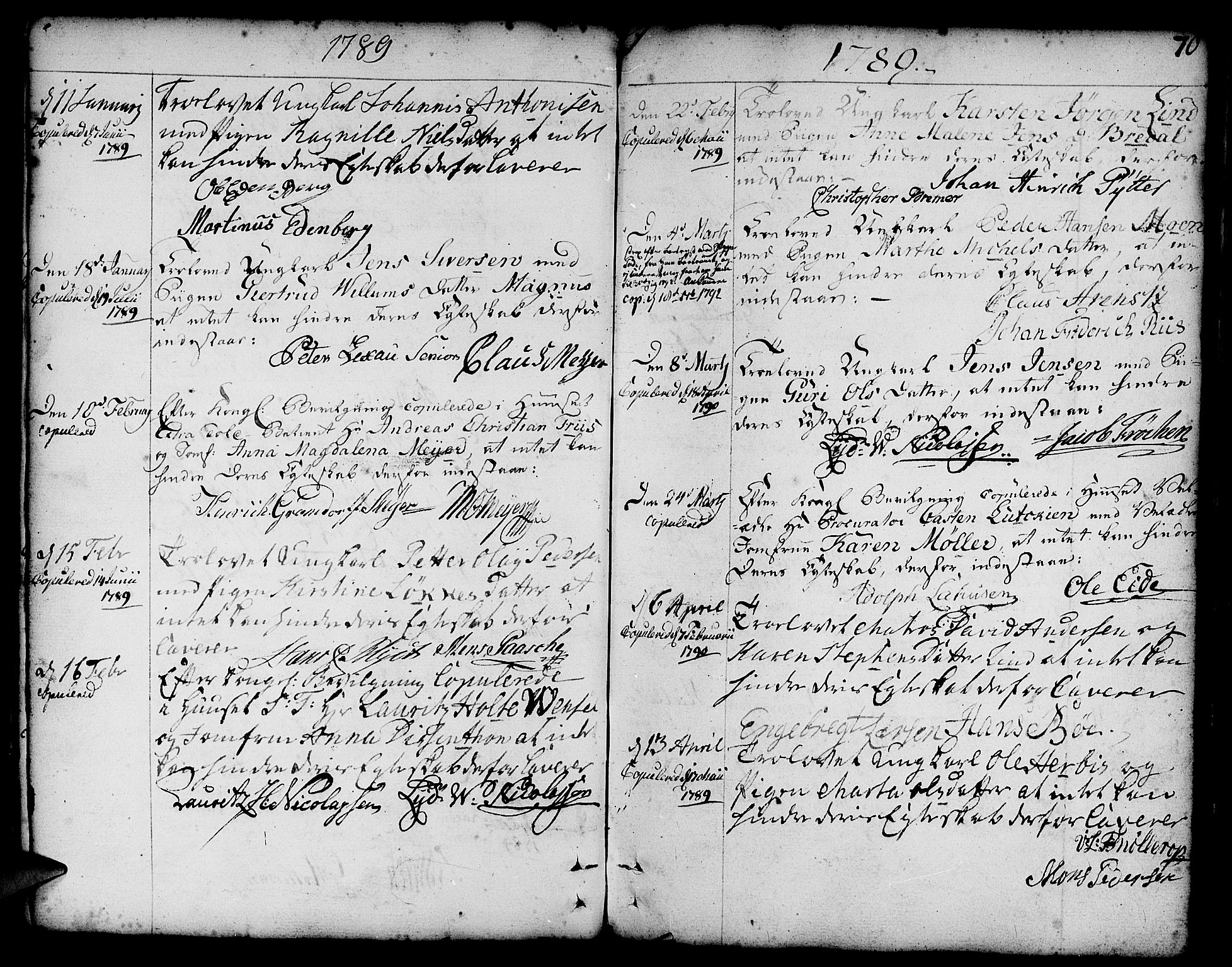 Nykirken Sokneprestembete, SAB/A-77101/H/Haa/L0008: Parish register (official) no. A 8, 1776-1814, p. 70