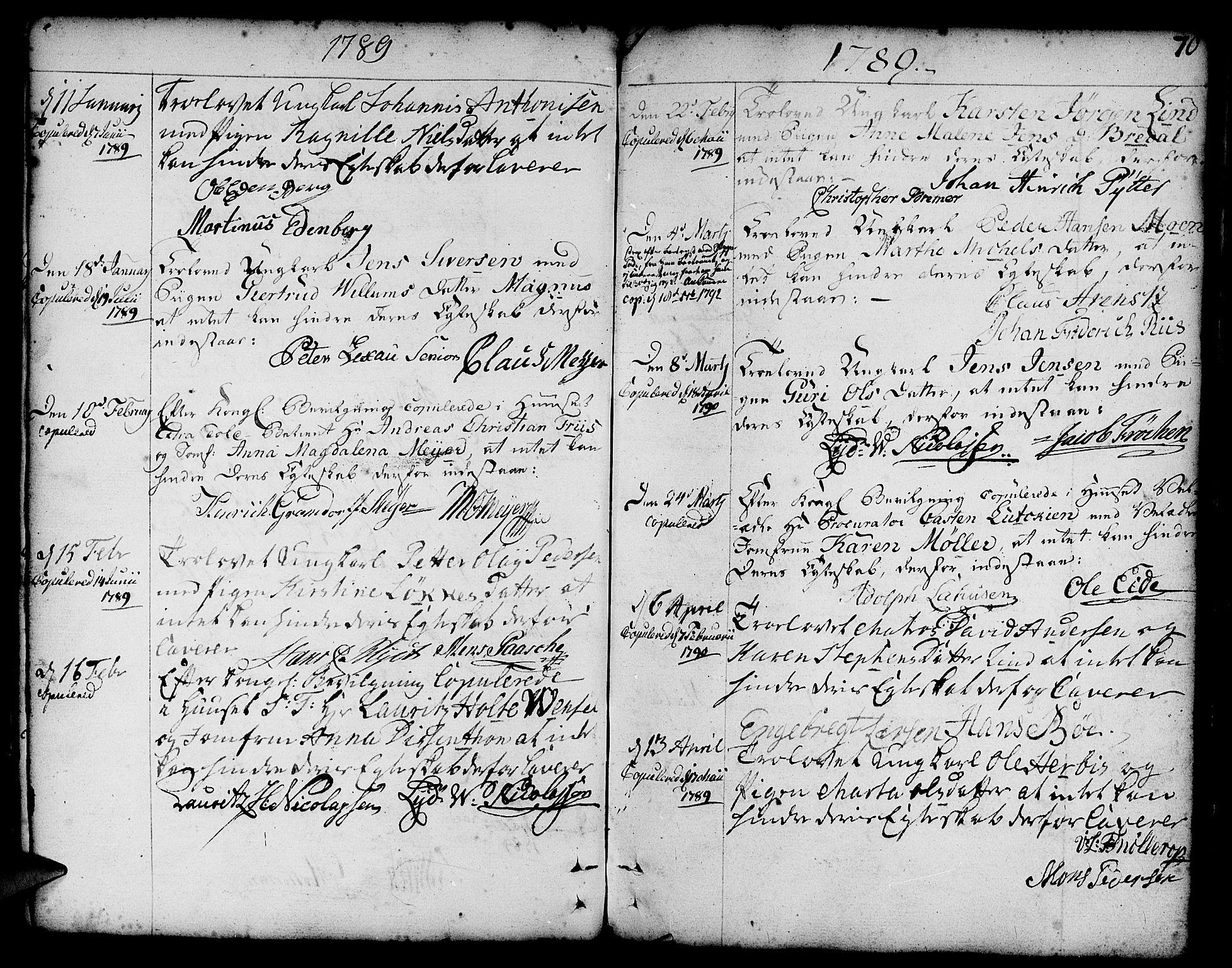 Nykirken Sokneprestembete, AV/SAB-A-77101/H/Haa/L0008: Parish register (official) no. A 8, 1776-1814, p. 70