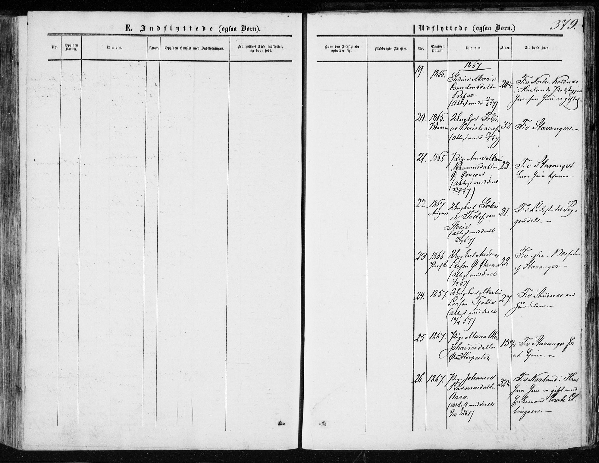 Klepp sokneprestkontor, SAST/A-101803/001/3/30BA/L0005: Parish register (official) no. A 5, 1853-1870, p. 379