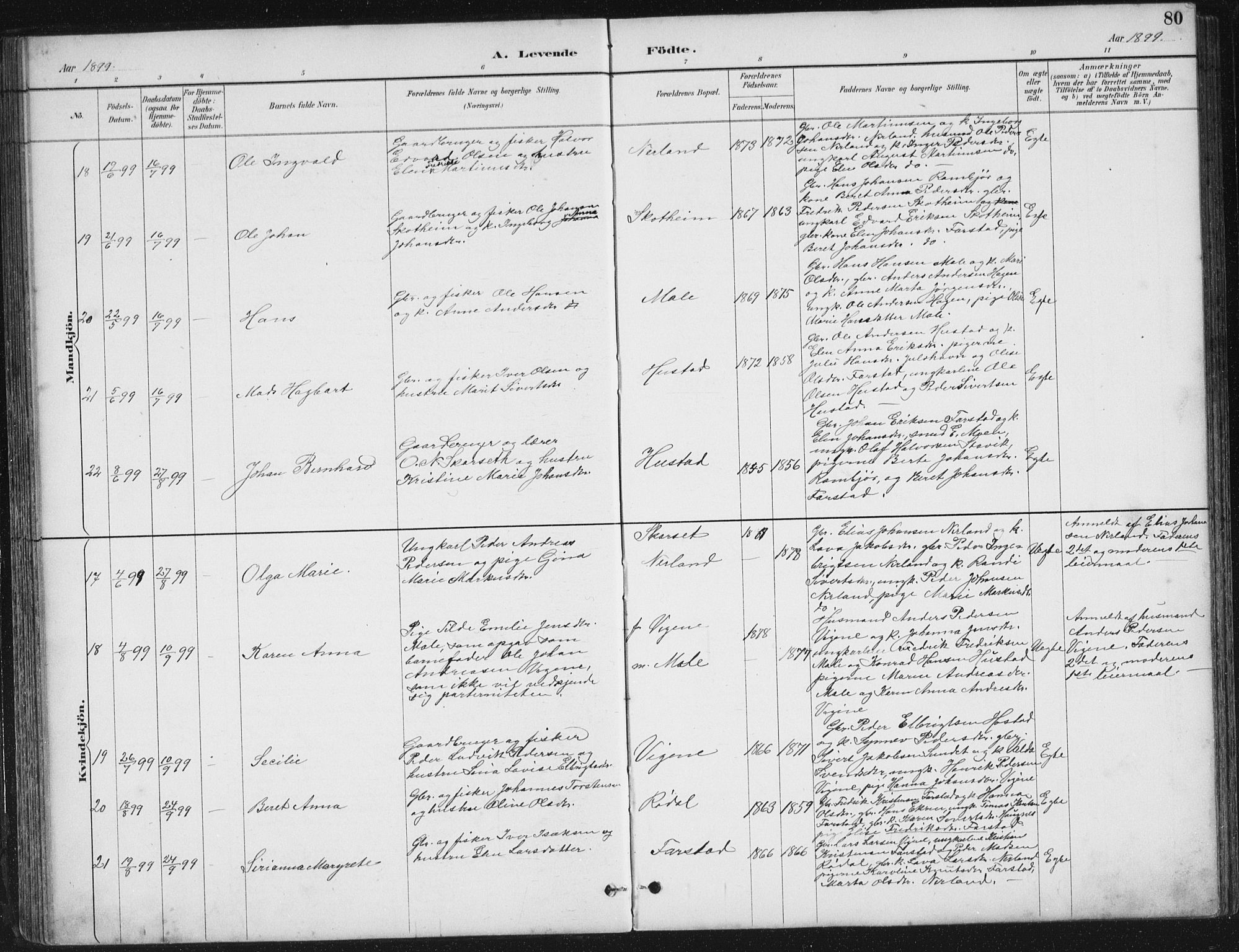 Ministerialprotokoller, klokkerbøker og fødselsregistre - Møre og Romsdal, AV/SAT-A-1454/567/L0783: Parish register (copy) no. 567C03, 1887-1903, p. 80