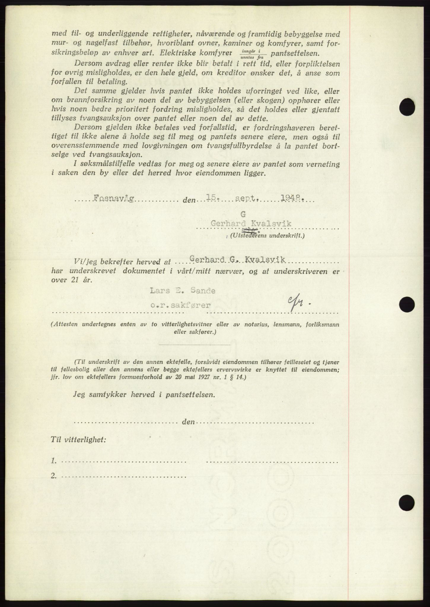 Søre Sunnmøre sorenskriveri, AV/SAT-A-4122/1/2/2C/L0116: Mortgage book no. 4B, 1948-1949, Diary no: : 1545/1948