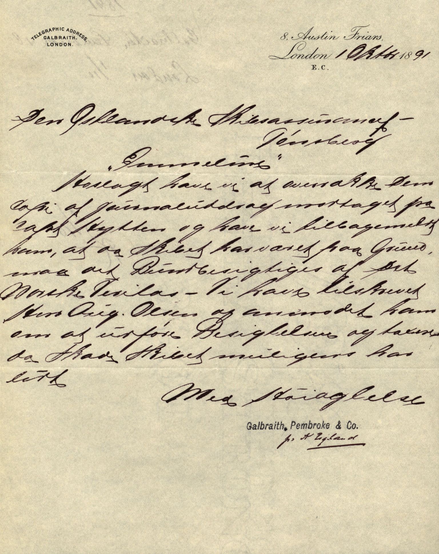 Pa 63 - Østlandske skibsassuranceforening, VEMU/A-1079/G/Ga/L0027/0008: Havaridokumenter / Minnie, Esmeralda, Emil, Emmeline, 1891, p. 44