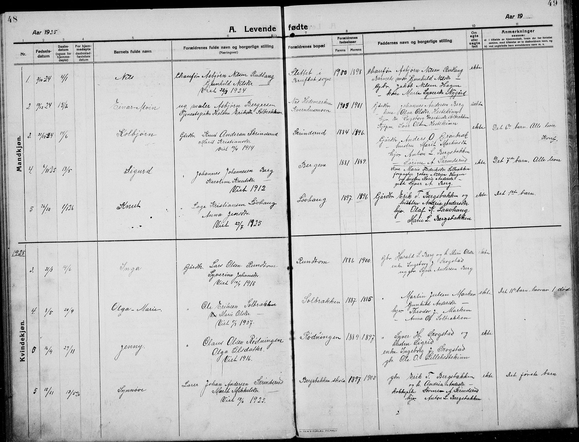 Etnedal prestekontor, AV/SAH-PREST-130/H/Ha/Hab/Habb/L0002: Parish register (copy) no. II 2, 1912-1934, p. 48-49