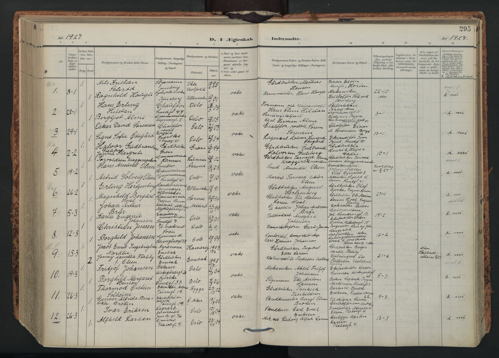 Grønland prestekontor Kirkebøker, SAO/A-10848/F/Fa/L0017: Parish register (official) no. 17, 1906-1934, p. 295