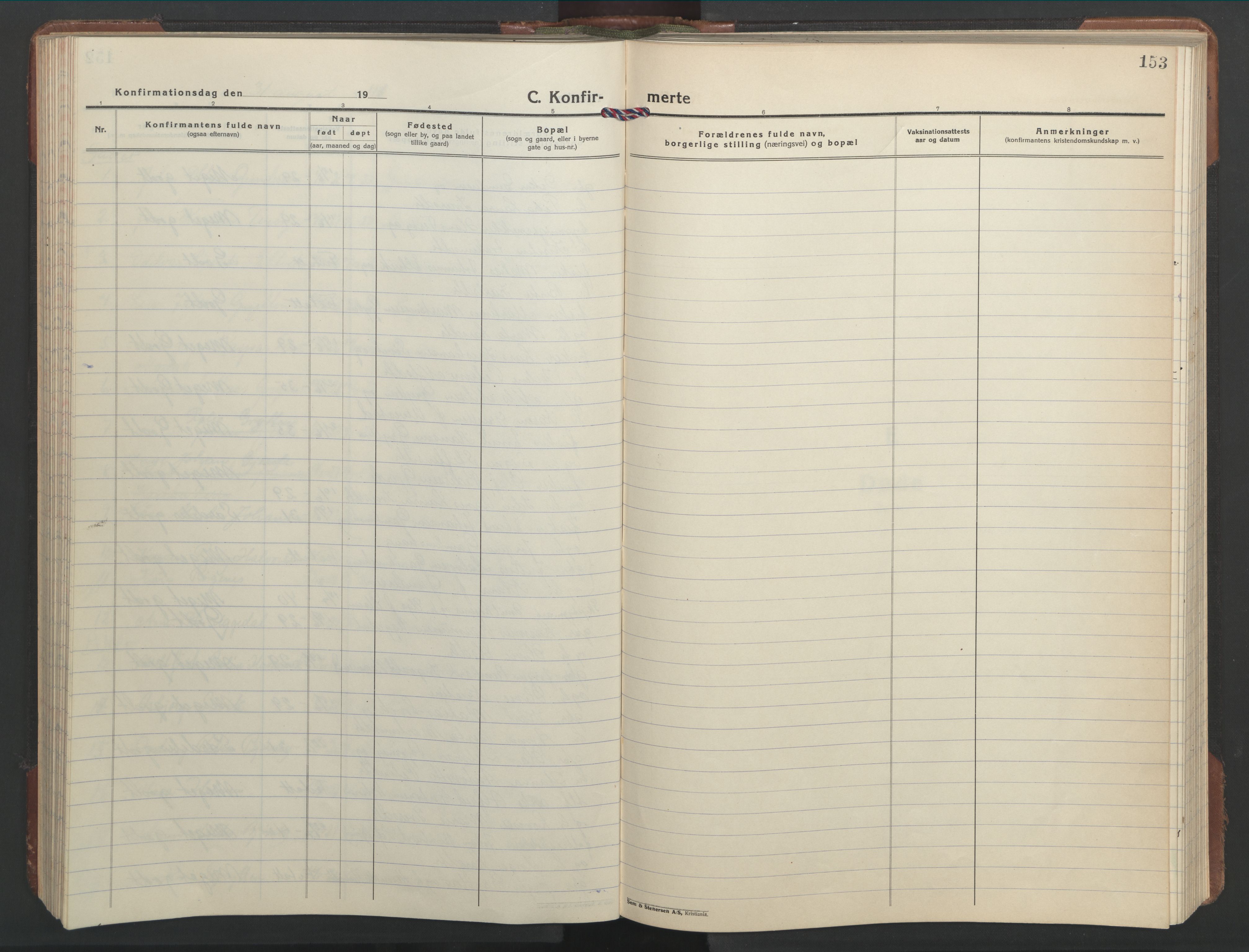 Ministerialprotokoller, klokkerbøker og fødselsregistre - Møre og Romsdal, AV/SAT-A-1454/528/L0435: Parish register (copy) no. 528C16, 1923-1957, p. 153