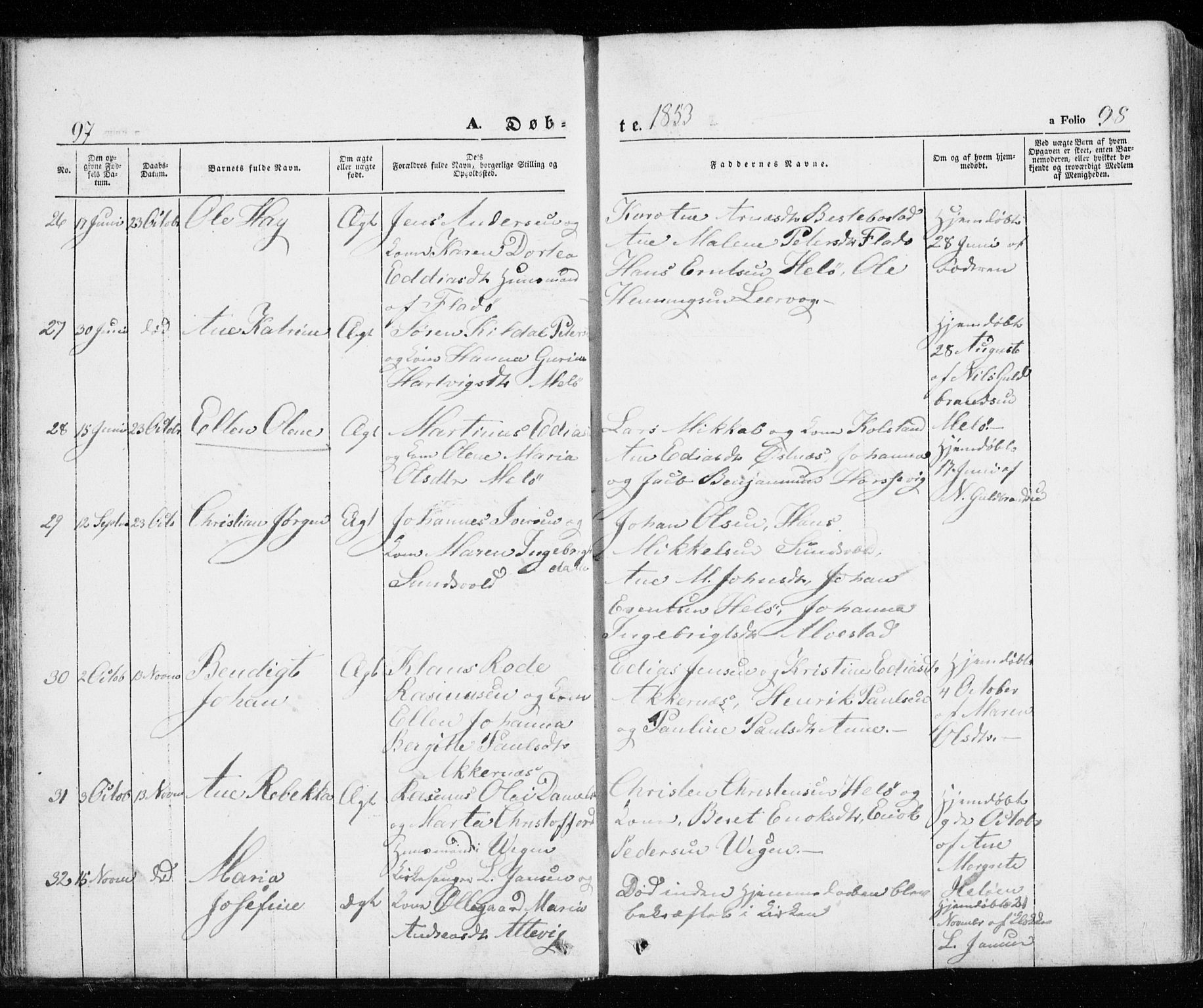 Trondenes sokneprestkontor, SATØ/S-1319/H/Ha/L0010kirke: Parish register (official) no. 10, 1840-1865, p. 97-98