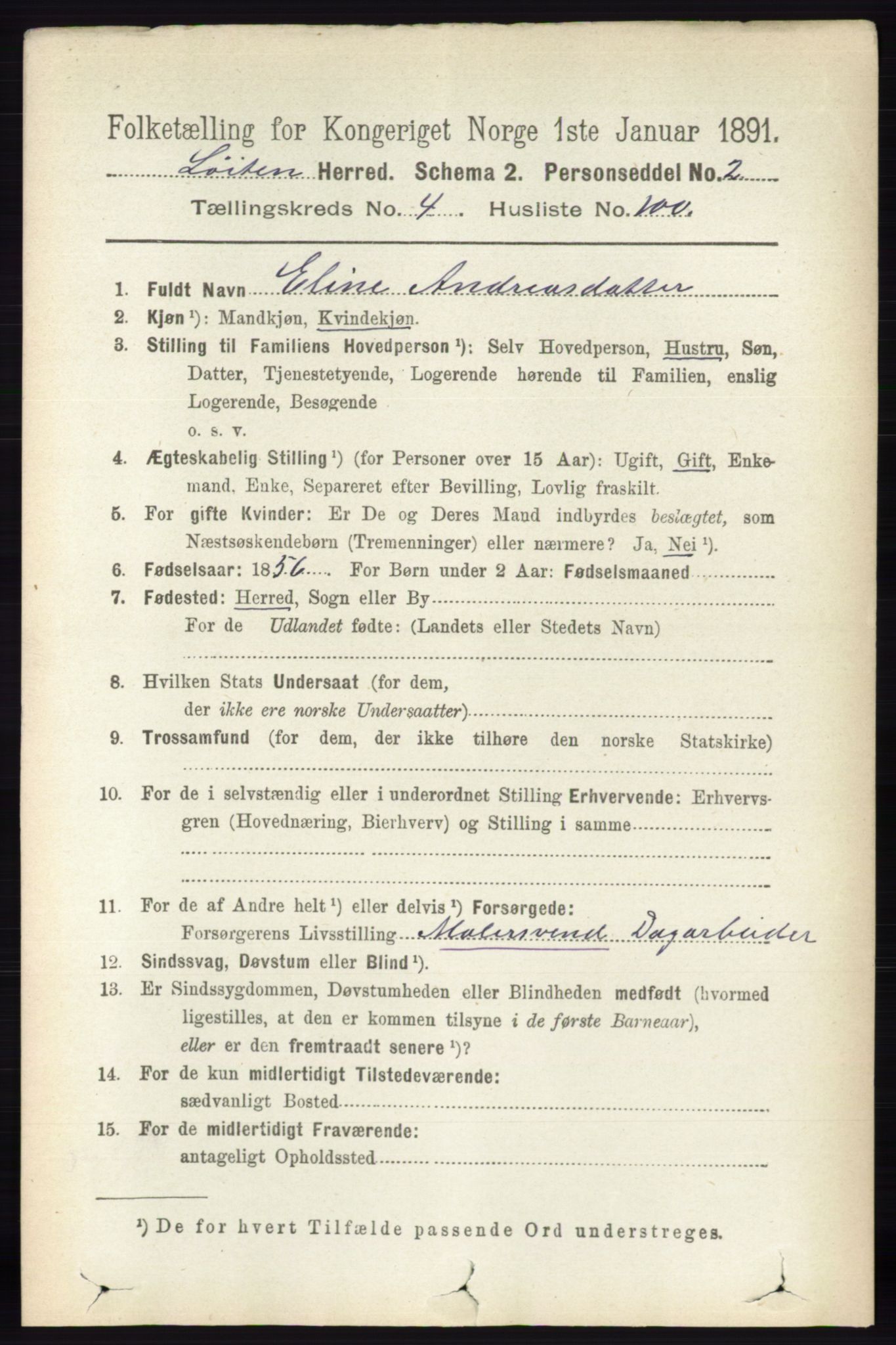 RA, 1891 census for 0415 Løten, 1891, p. 3254