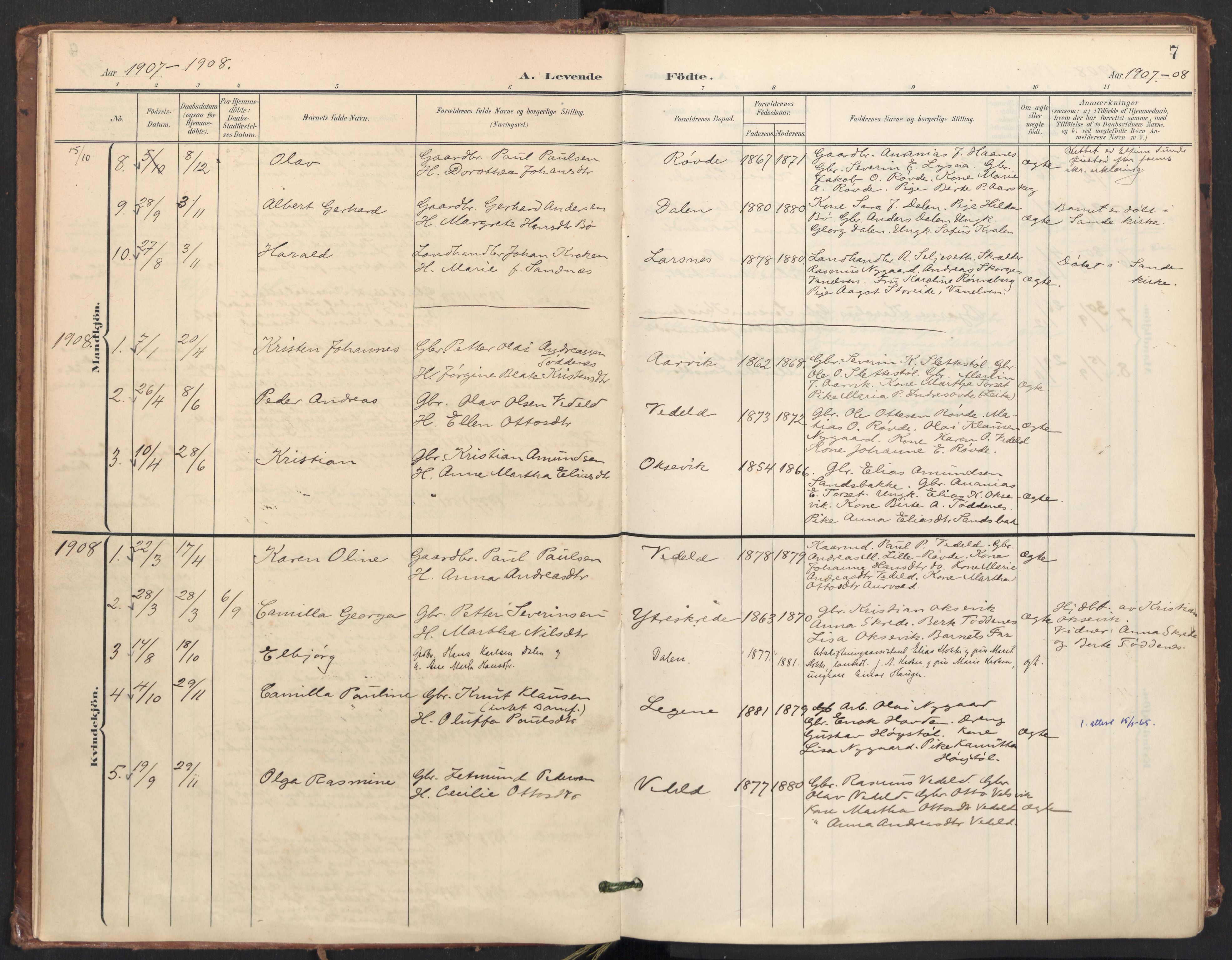 Ministerialprotokoller, klokkerbøker og fødselsregistre - Møre og Romsdal, SAT/A-1454/504/L0057: Parish register (official) no. 504A04, 1902-1919, p. 7