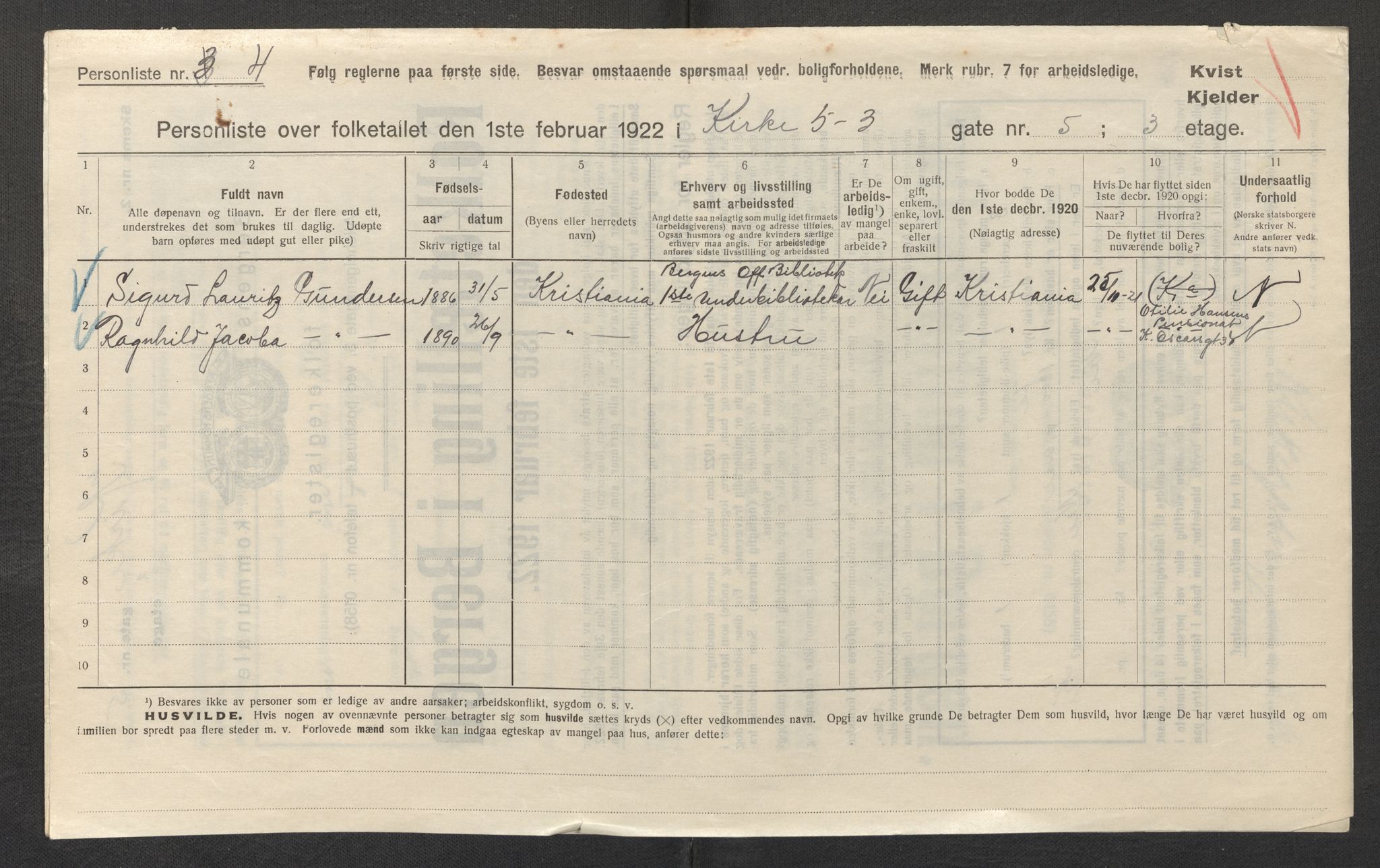 SAB, Municipal Census 1922 for Bergen, 1922, p. 18067