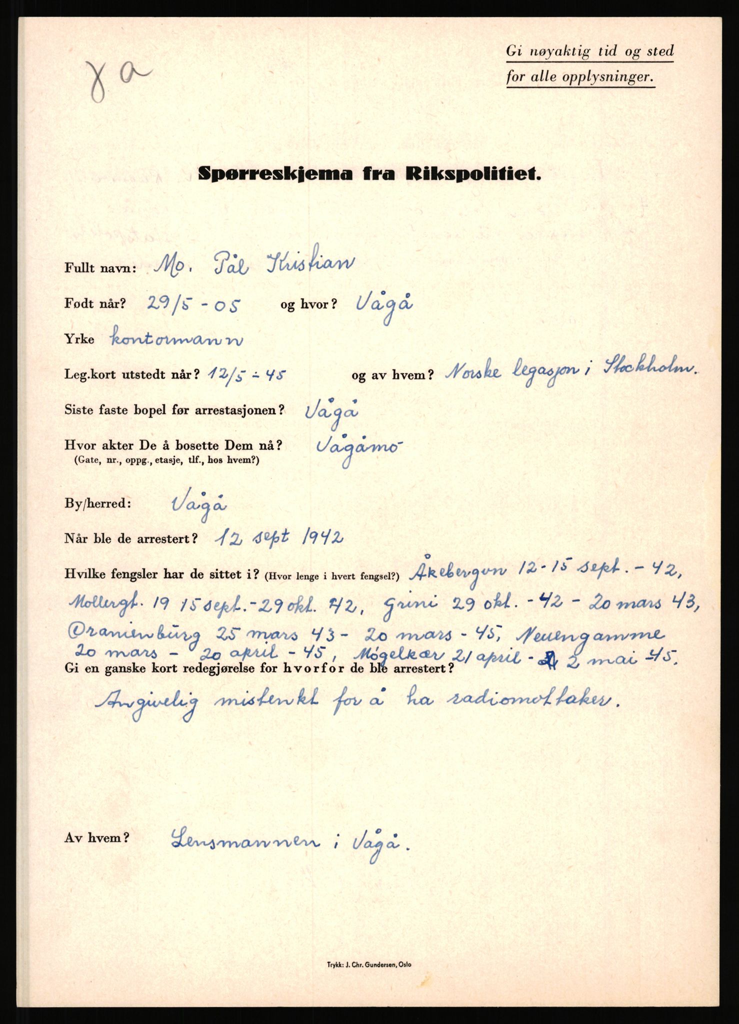 Rikspolitisjefen, AV/RA-S-1560/L/L0011: Lucassen, Oscar Fredrik - Moen, Olav, 1940-1945, p. 1054