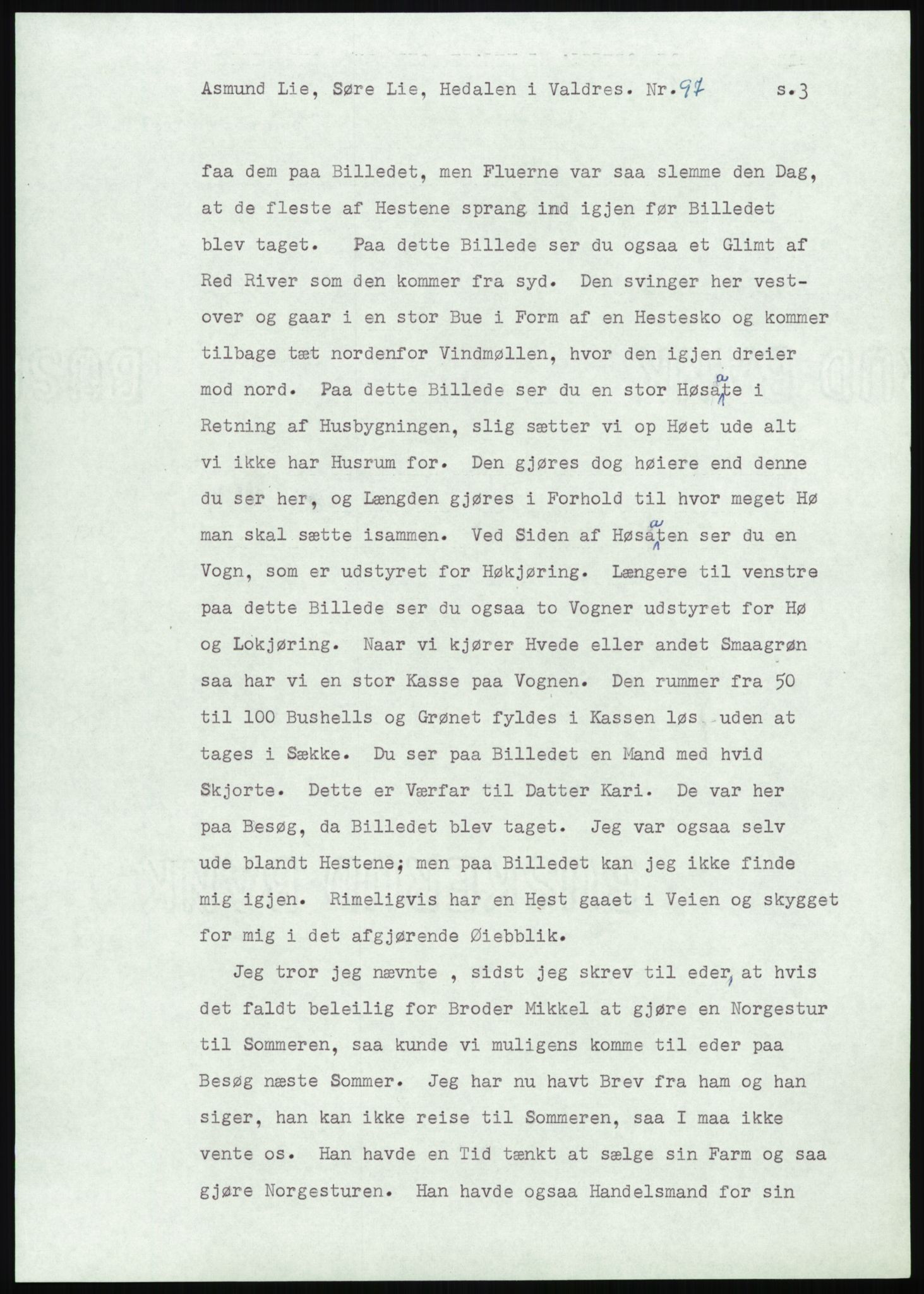 Samlinger til kildeutgivelse, Amerikabrevene, AV/RA-EA-4057/F/L0013: Innlån fra Oppland: Lie (brevnr 79-115) - Nordrum, 1838-1914, p. 255