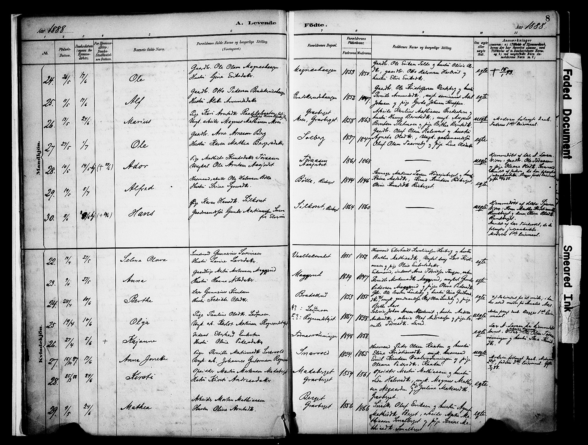 Våler prestekontor, Hedmark, AV/SAH-PREST-040/H/Ha/Haa/L0005: Parish register (official) no. 5, 1887-1905, p. 8
