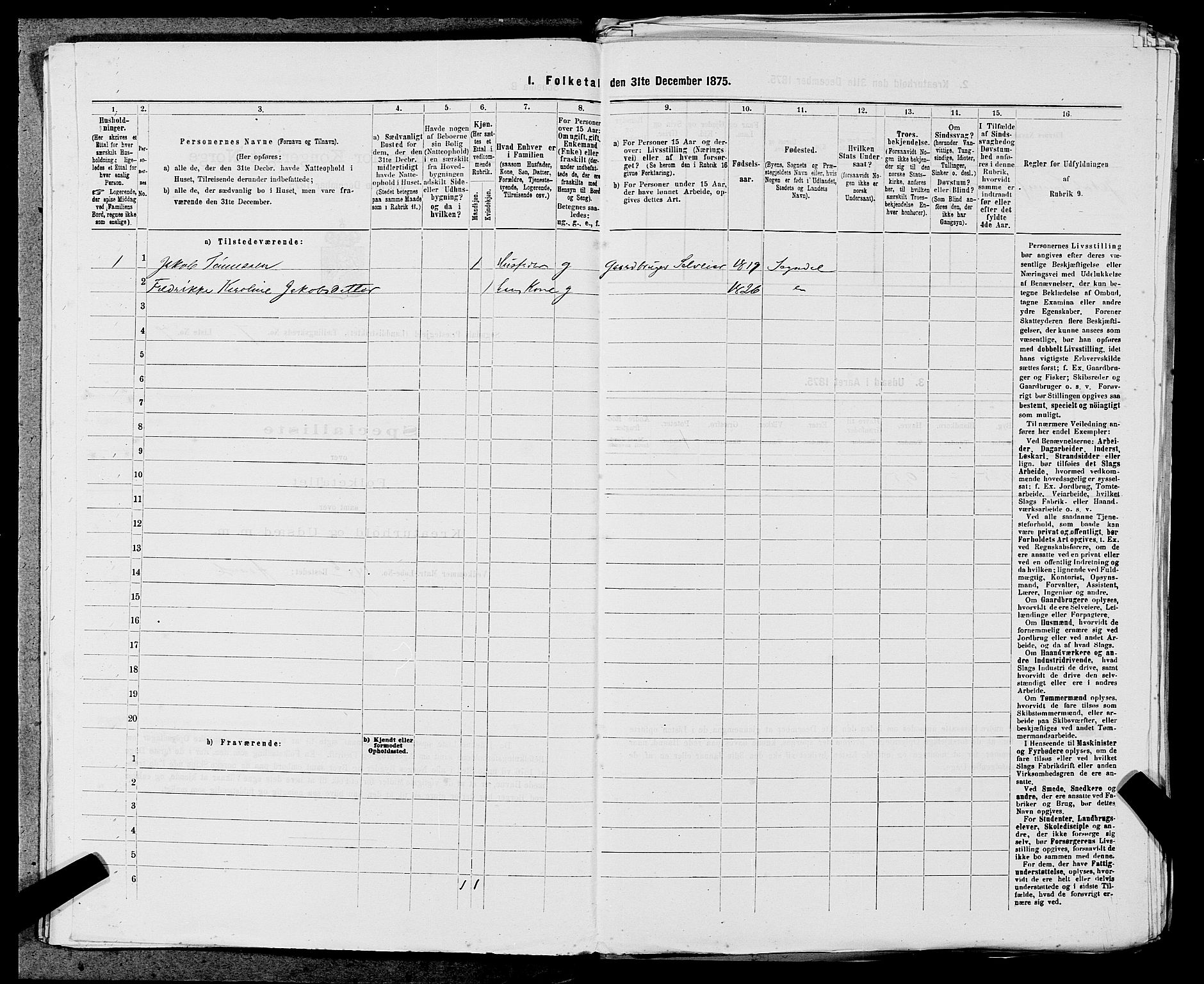 SAST, 1875 census for 1111L Sokndal/Sokndal, 1875, p. 577