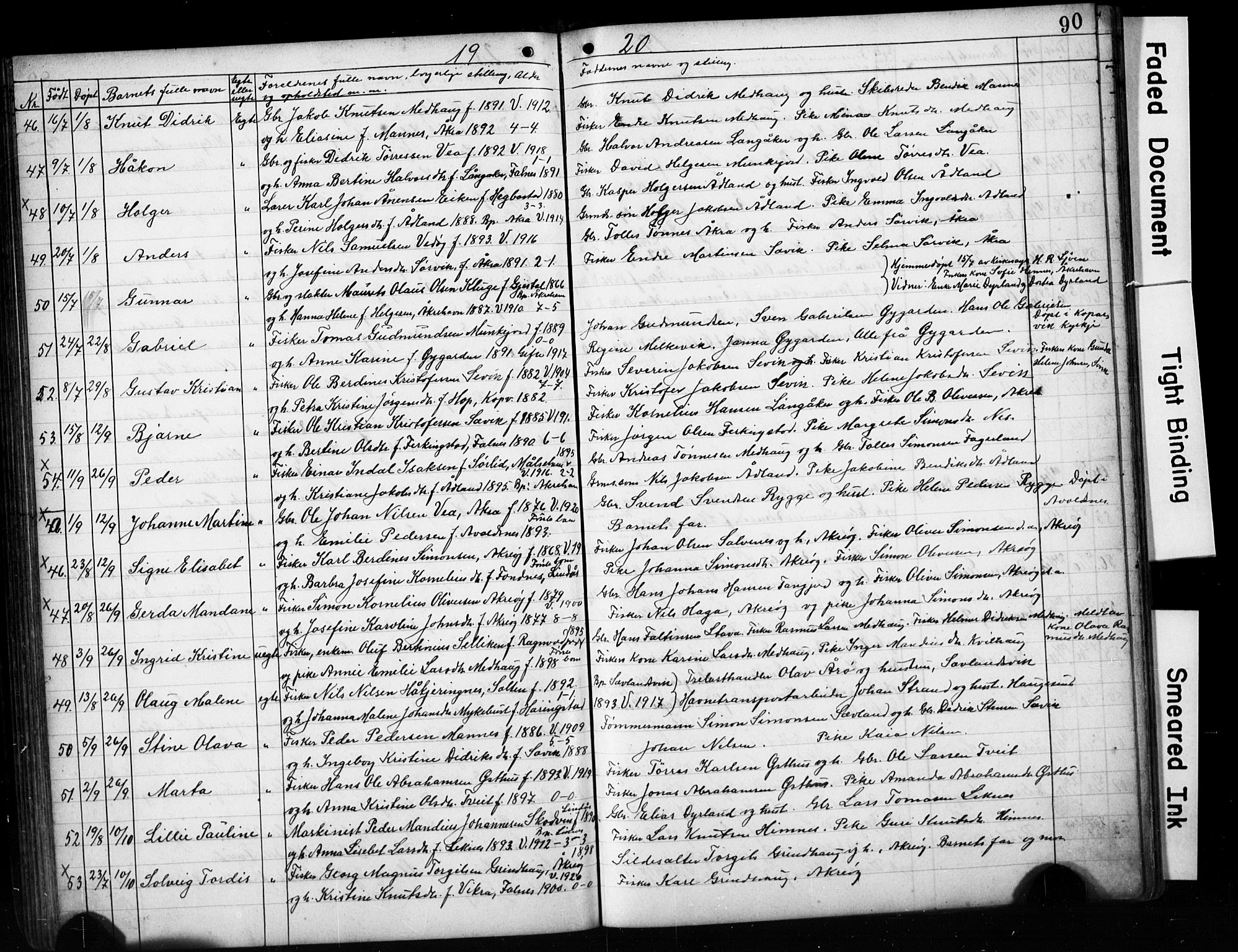Kopervik sokneprestkontor, AV/SAST-A-101850/H/Ha/Hab/L0004: Parish register (copy) no. B 4, 1906-1921, p. 90