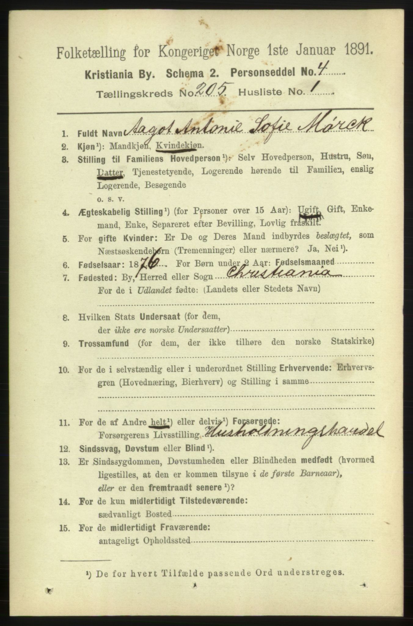 RA, 1891 census for 0301 Kristiania, 1891, p. 123333