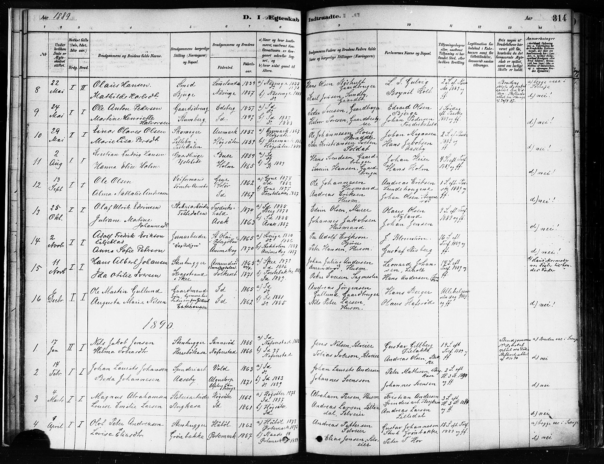 Idd prestekontor Kirkebøker, SAO/A-10911/F/Fc/L0006b: Parish register (official) no. III 6B, 1878-1903, p. 314