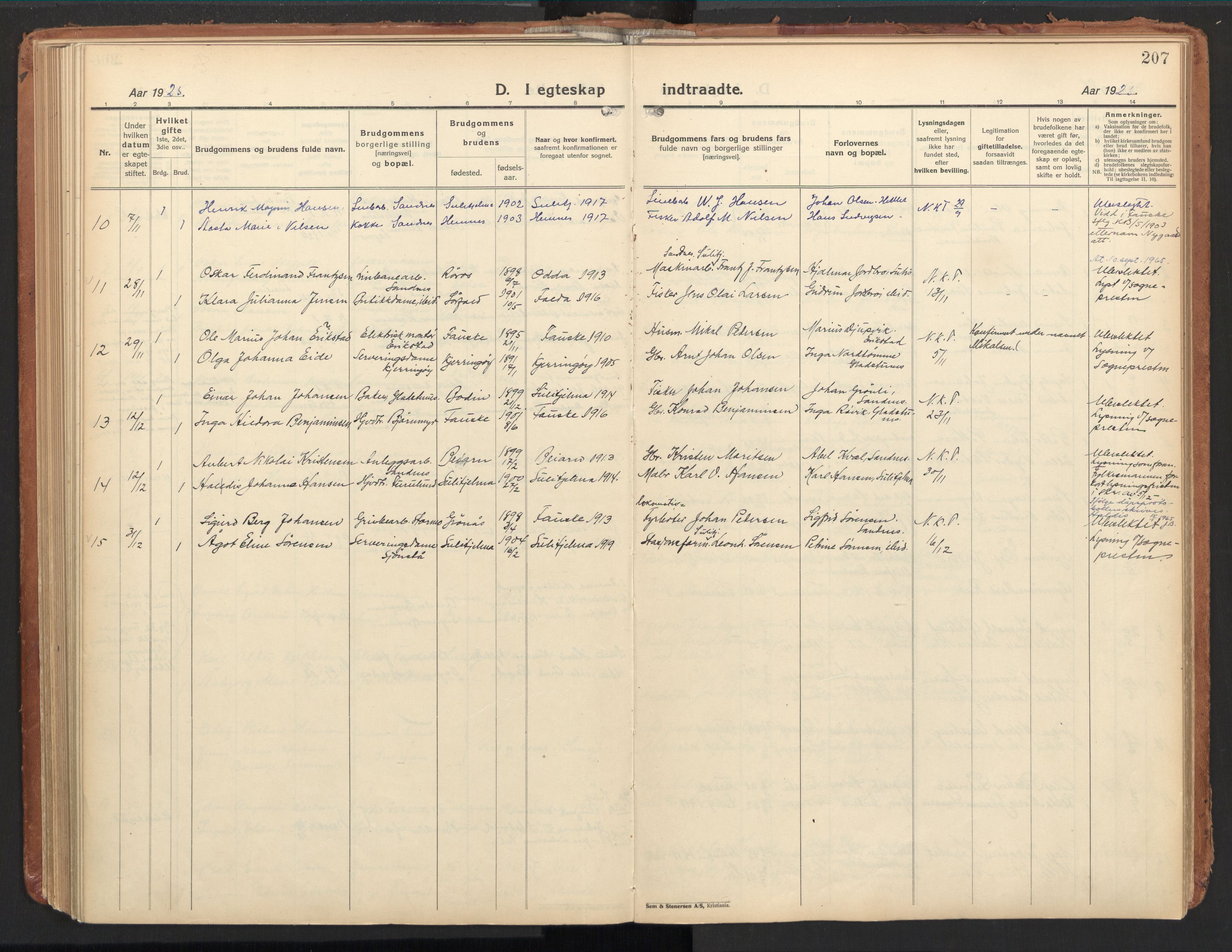 Ministerialprotokoller, klokkerbøker og fødselsregistre - Nordland, AV/SAT-A-1459/850/L0716: Curate's parish register no. 850B06, 1924-1938, p. 207