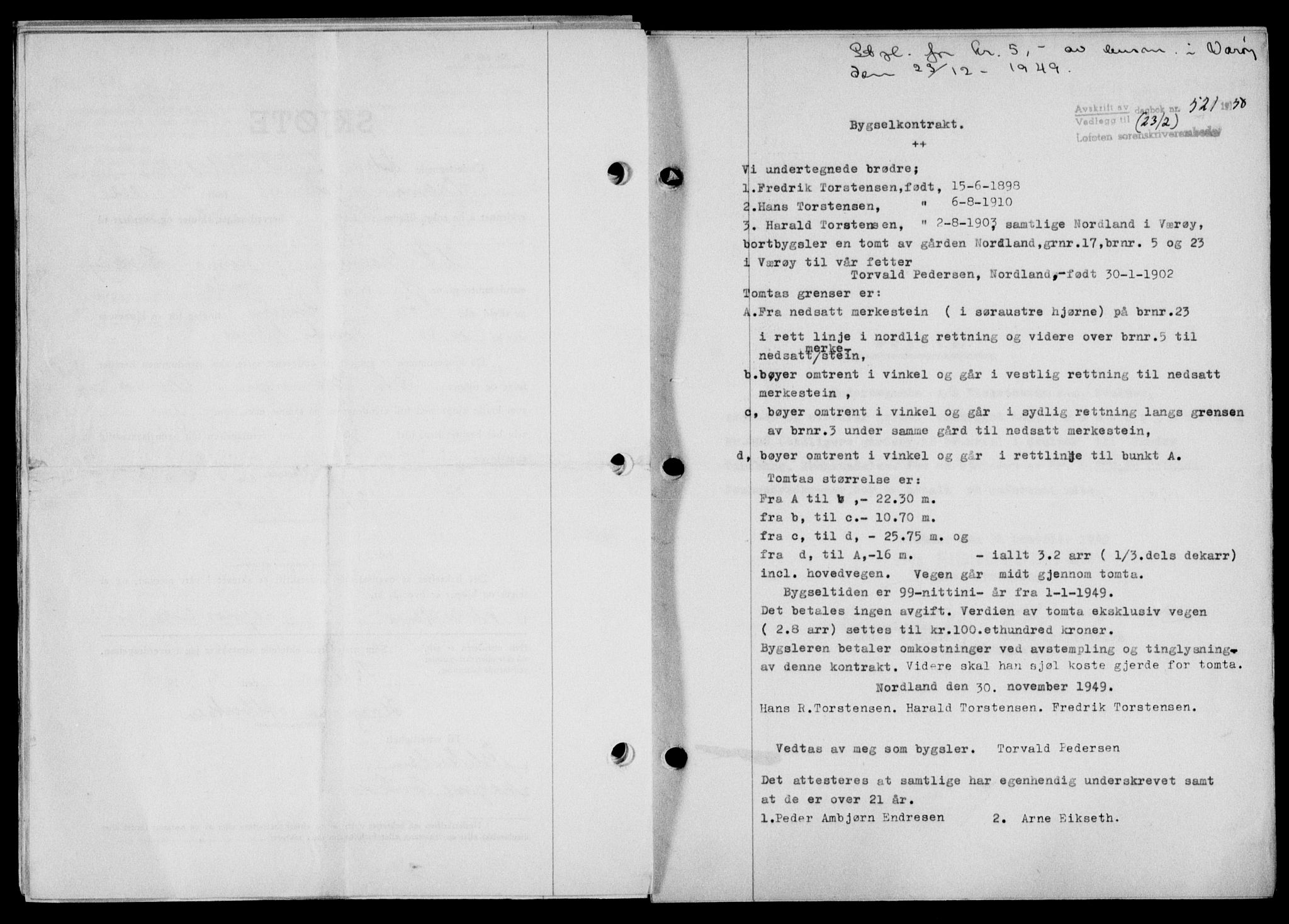 Lofoten sorenskriveri, SAT/A-0017/1/2/2C/L0023a: Mortgage book no. 23a, 1950-1950, Diary no: : 521/1950
