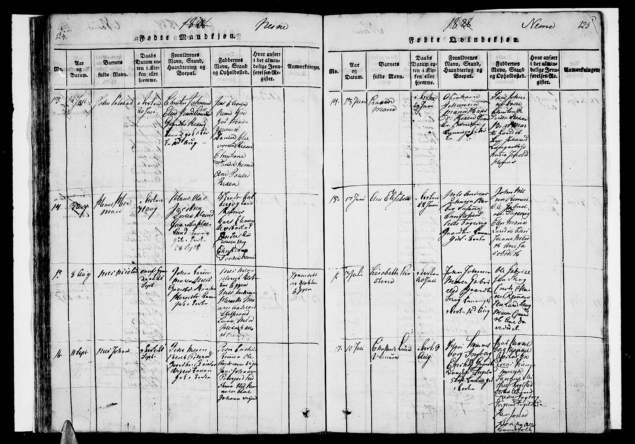 Ministerialprotokoller, klokkerbøker og fødselsregistre - Nordland, AV/SAT-A-1459/838/L0546: Parish register (official) no. 838A05 /1, 1820-1828, p. 124-125