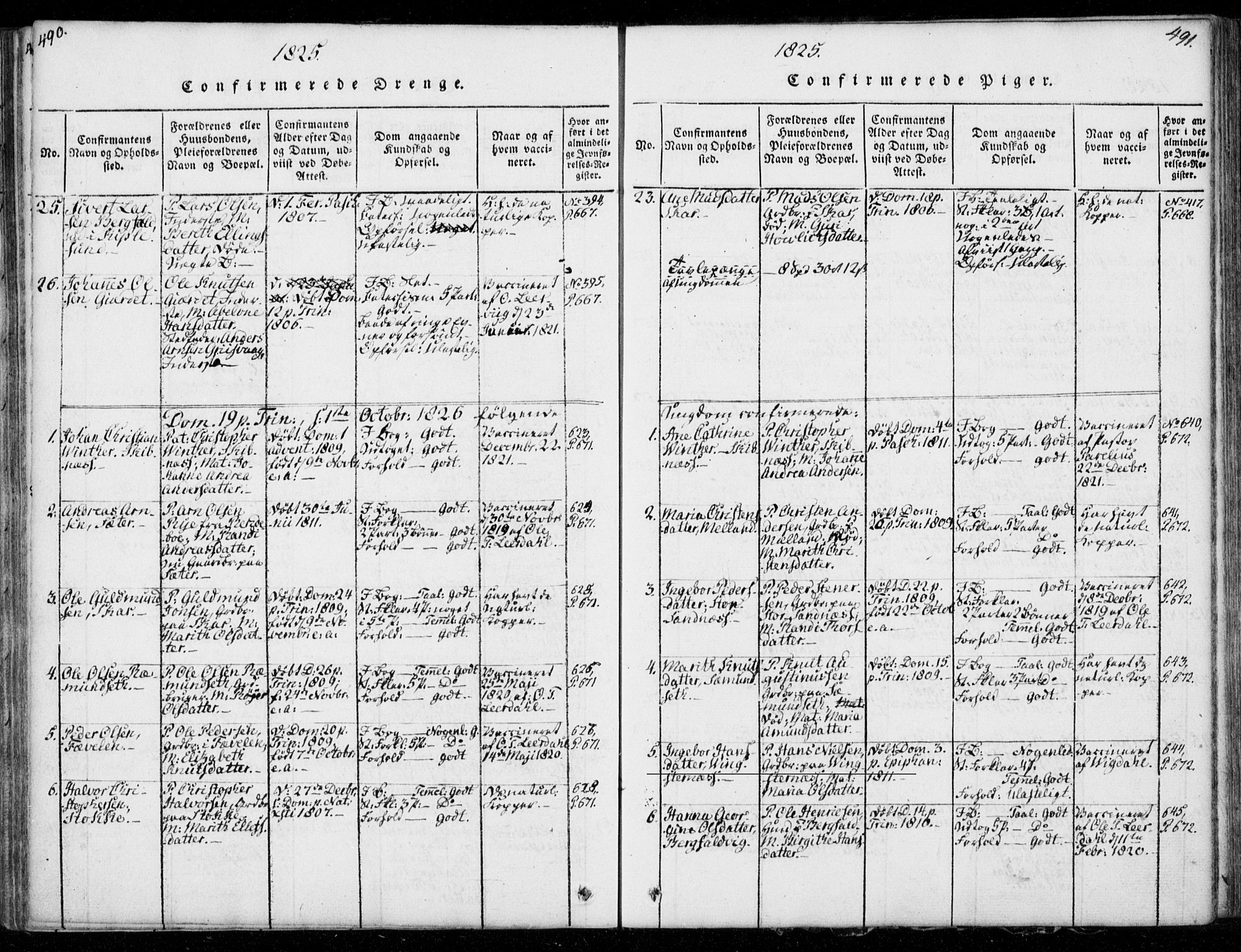 Ministerialprotokoller, klokkerbøker og fødselsregistre - Møre og Romsdal, AV/SAT-A-1454/578/L0903: Parish register (official) no. 578A02, 1819-1838, p. 490-491