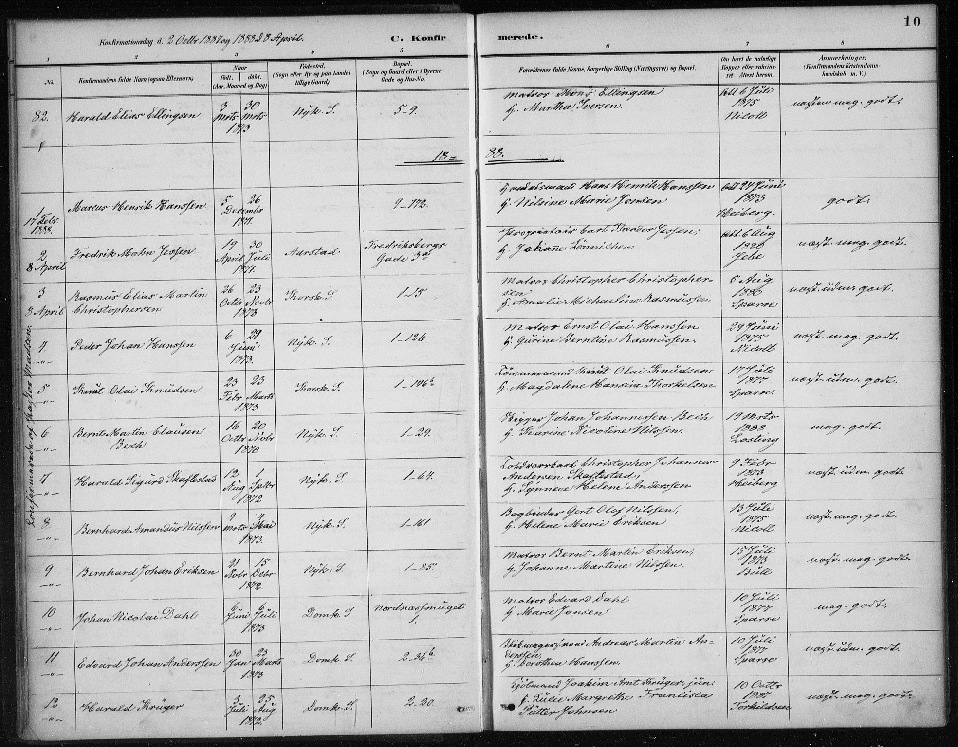 Nykirken Sokneprestembete, SAB/A-77101/H/Haa/L0027: Parish register (official) no. C 6, 1886-1913, p. 10