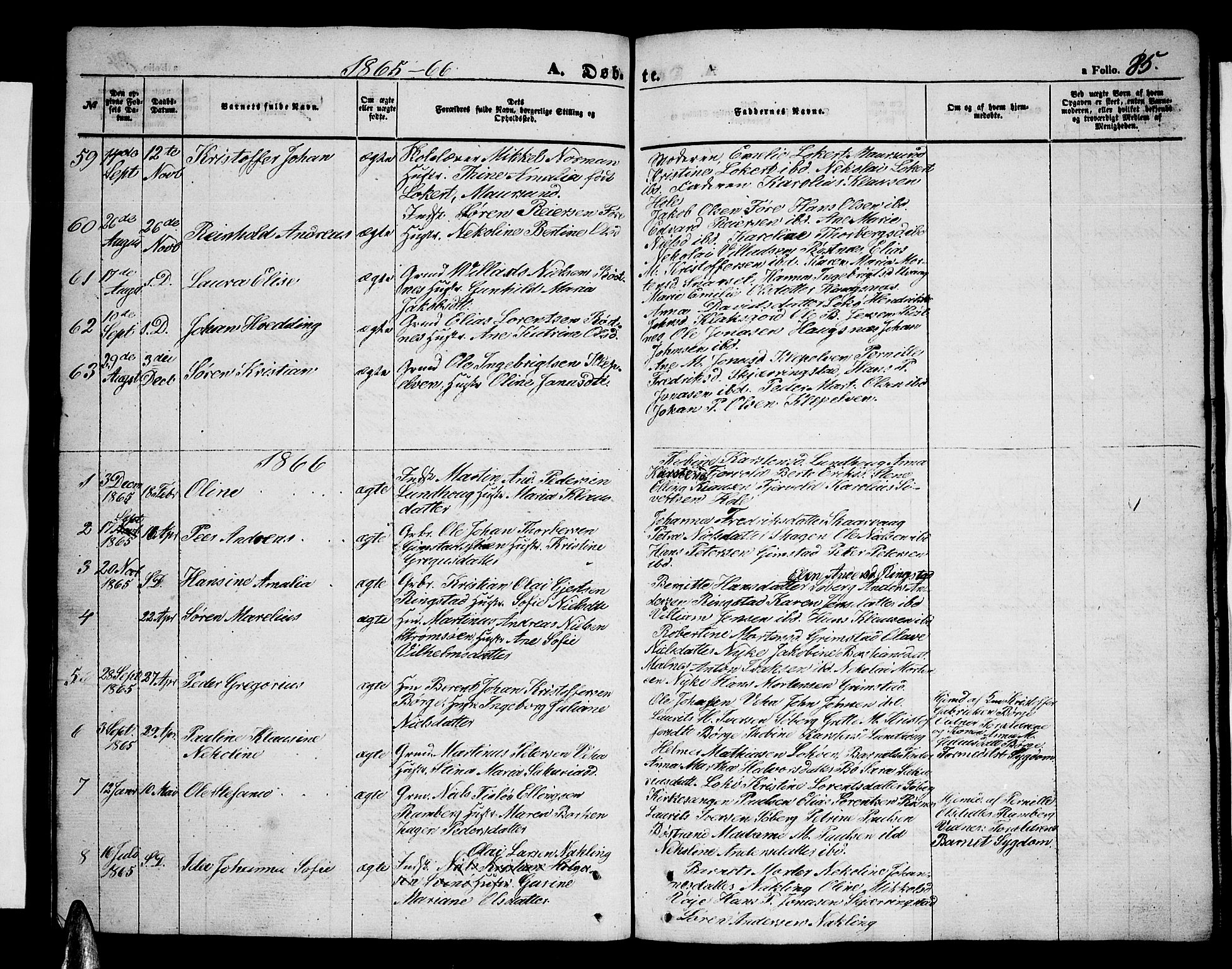 Ministerialprotokoller, klokkerbøker og fødselsregistre - Nordland, AV/SAT-A-1459/891/L1313: Parish register (copy) no. 891C02, 1856-1870, p. 85