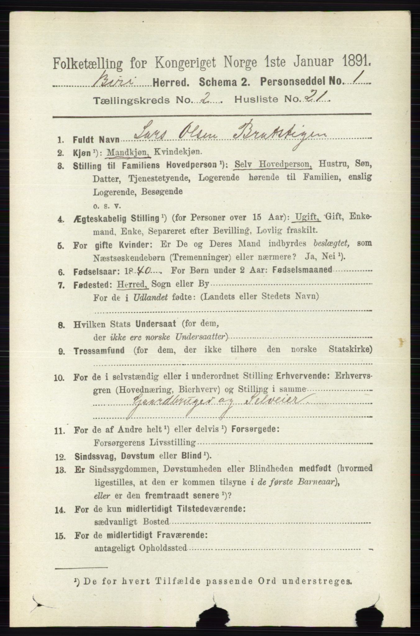 RA, 1891 census for 0525 Biri, 1891, p. 614