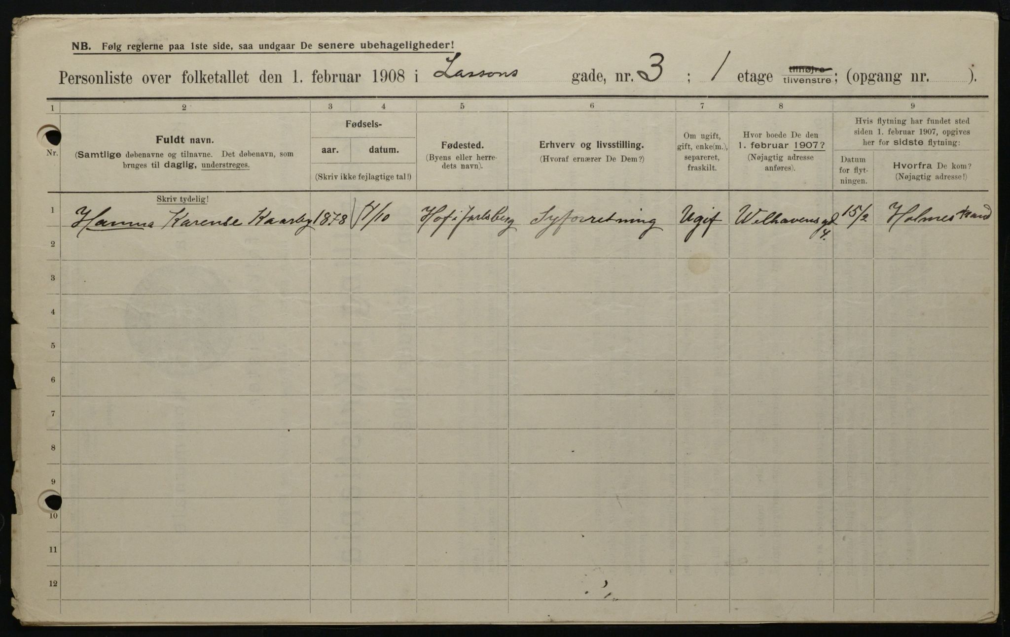 OBA, Municipal Census 1908 for Kristiania, 1908, p. 51354