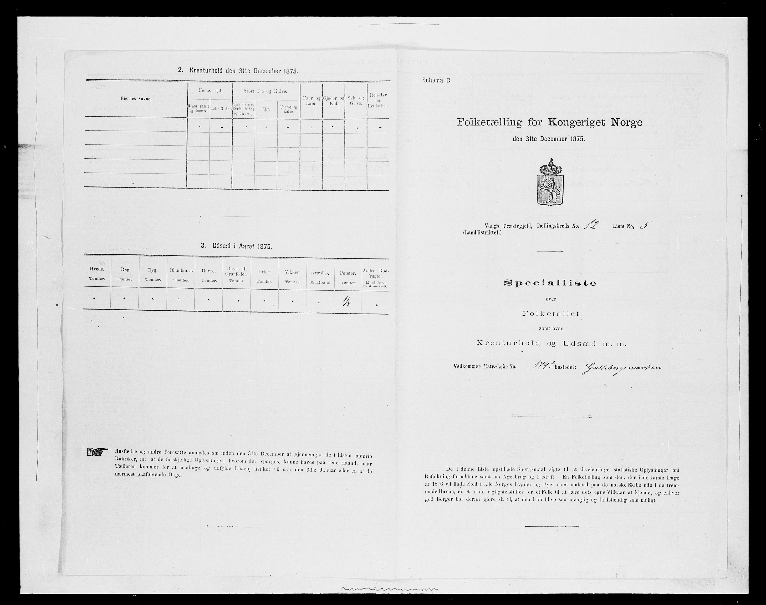 SAH, 1875 census for 0414L Vang/Vang og Furnes, 1875, p. 2632