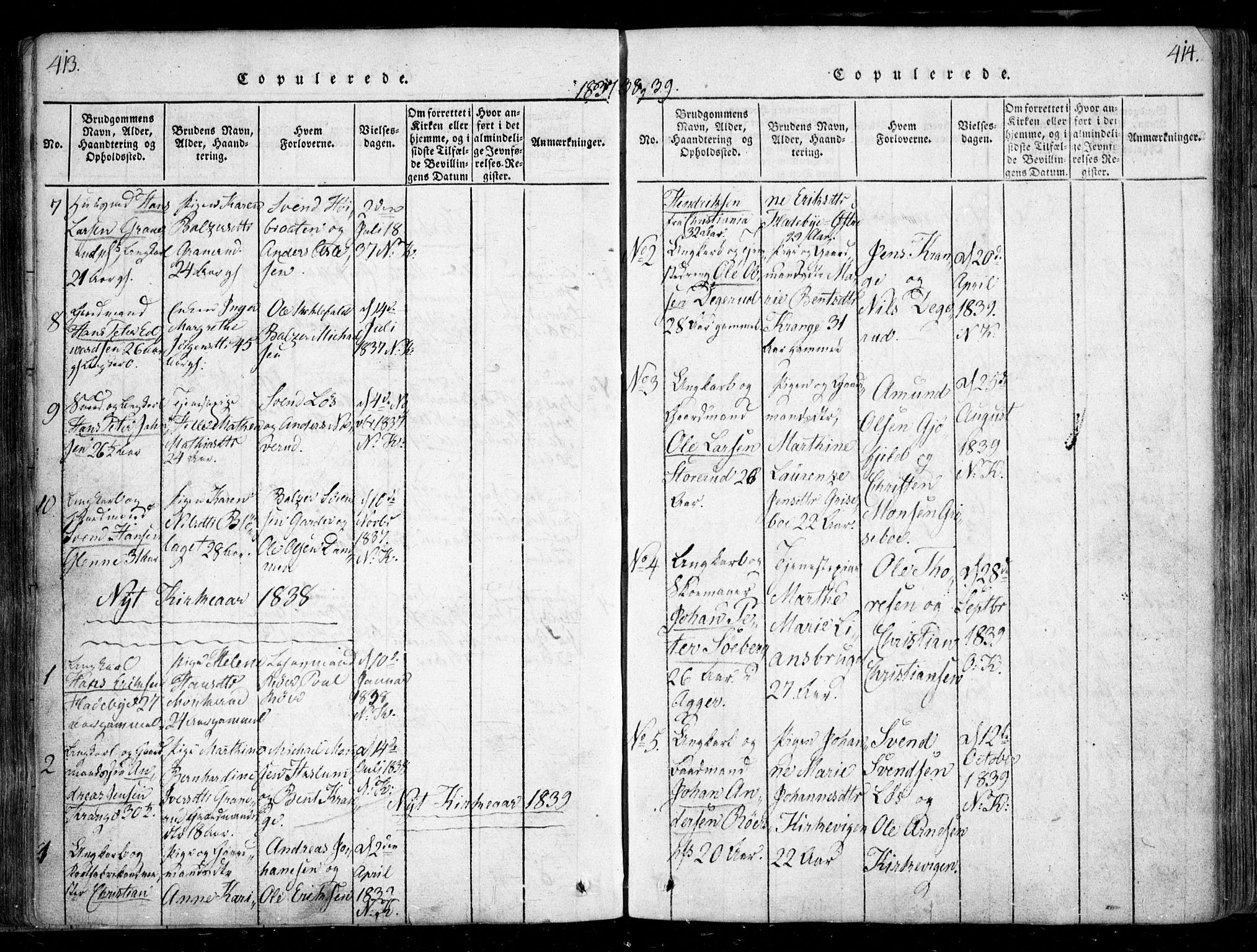 Nesodden prestekontor Kirkebøker, AV/SAO-A-10013/F/Fa/L0006: Parish register (official) no. I 6, 1814-1847, p. 413-414