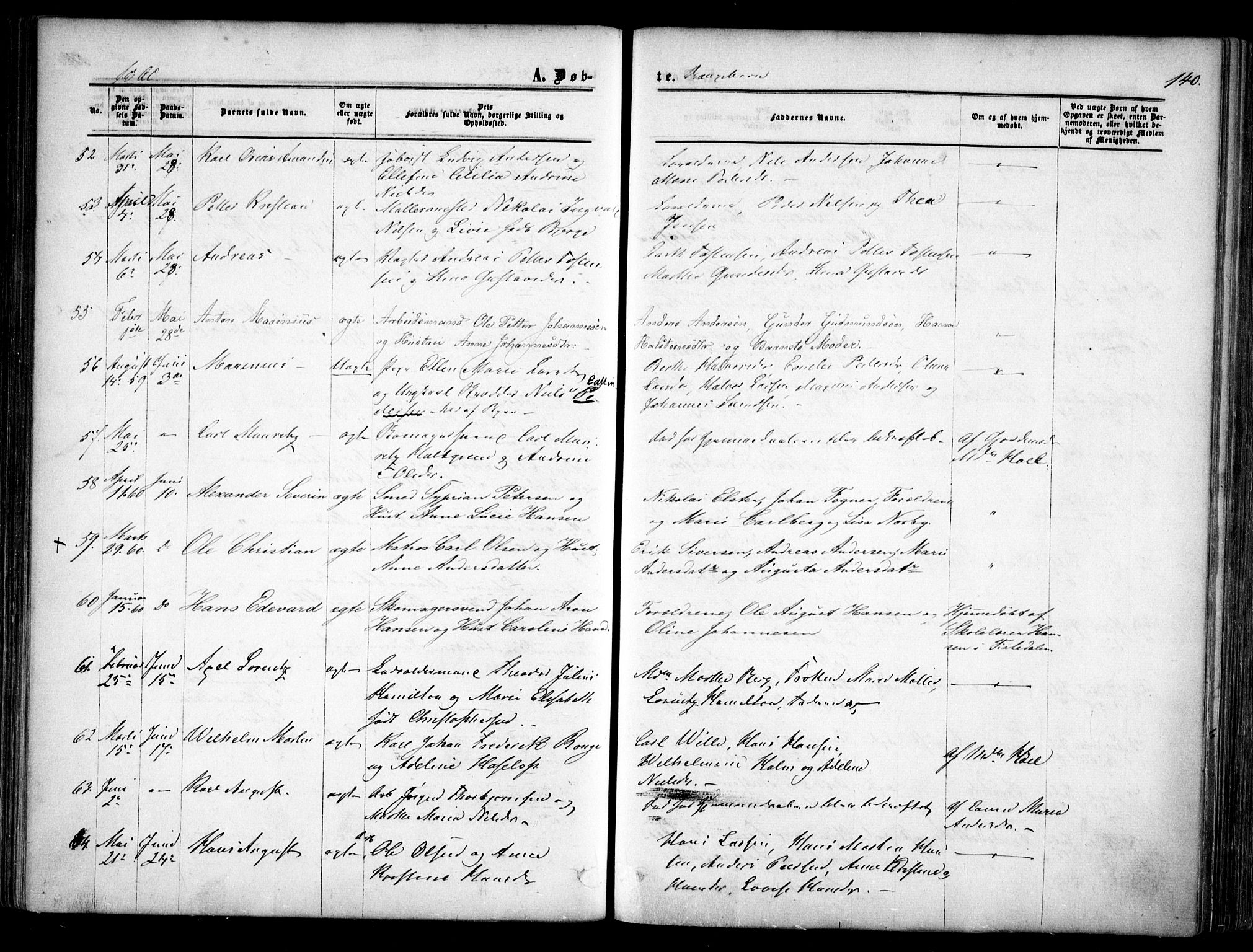 Halden prestekontor Kirkebøker, AV/SAO-A-10909/F/Fa/L0007: Parish register (official) no. I 7, 1857-1865, p. 140
