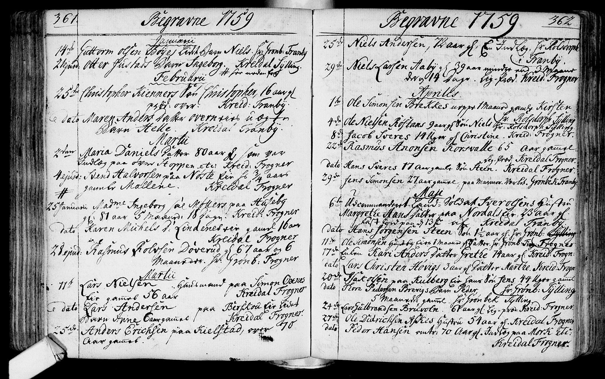 Lier kirkebøker, AV/SAKO-A-230/F/Fa/L0004: Parish register (official) no. I 4, 1749-1764, p. 361-362