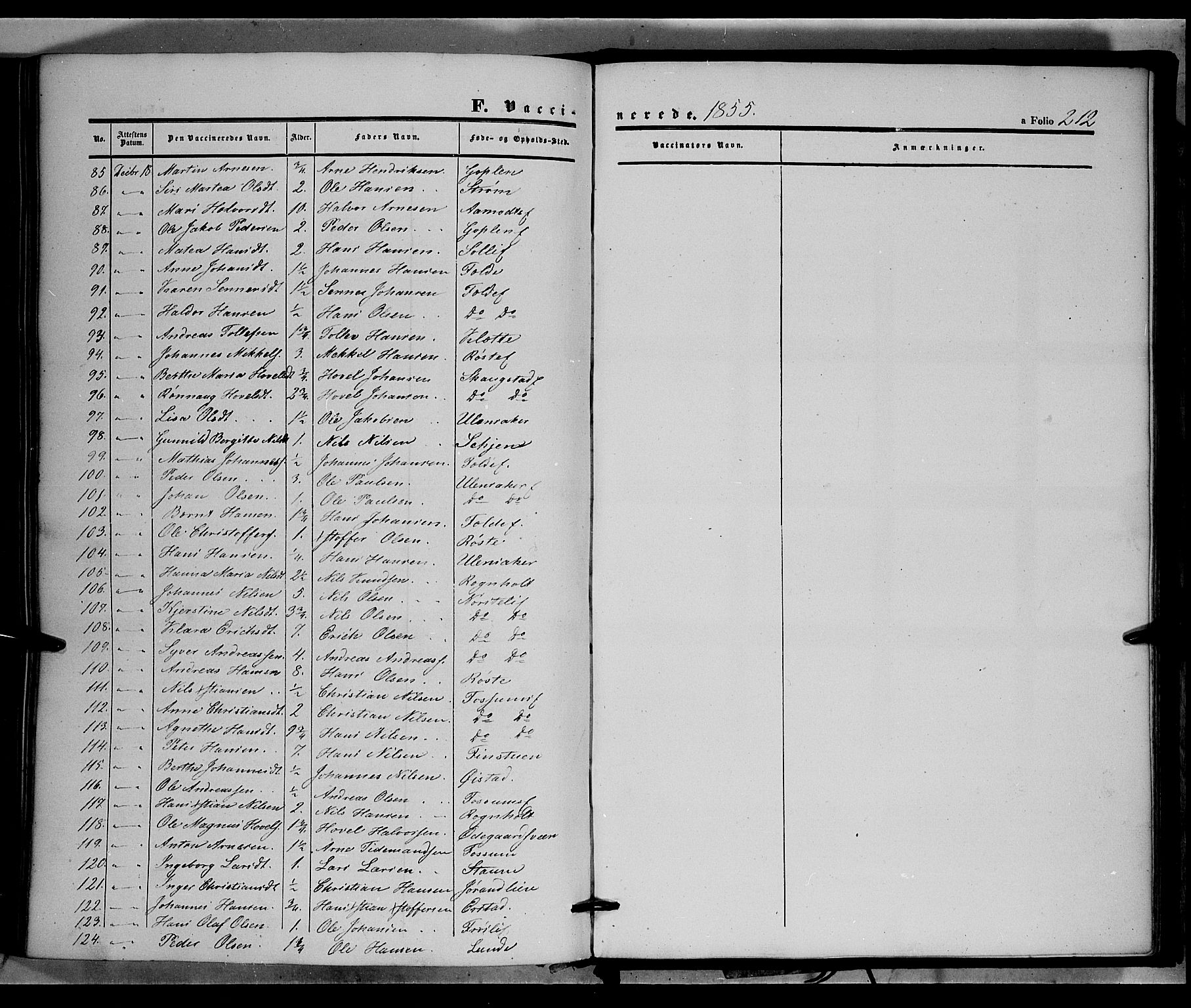 Land prestekontor, AV/SAH-PREST-120/H/Ha/Haa/L0010: Parish register (official) no. 10, 1847-1859, p. 212