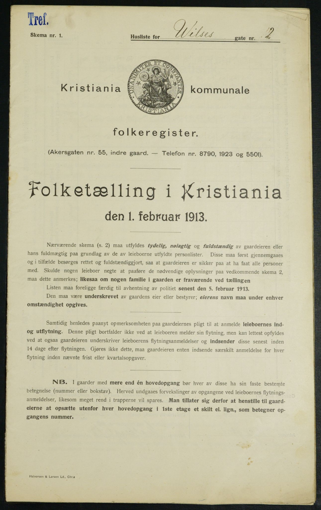 OBA, Municipal Census 1913 for Kristiania, 1913, p. 128157