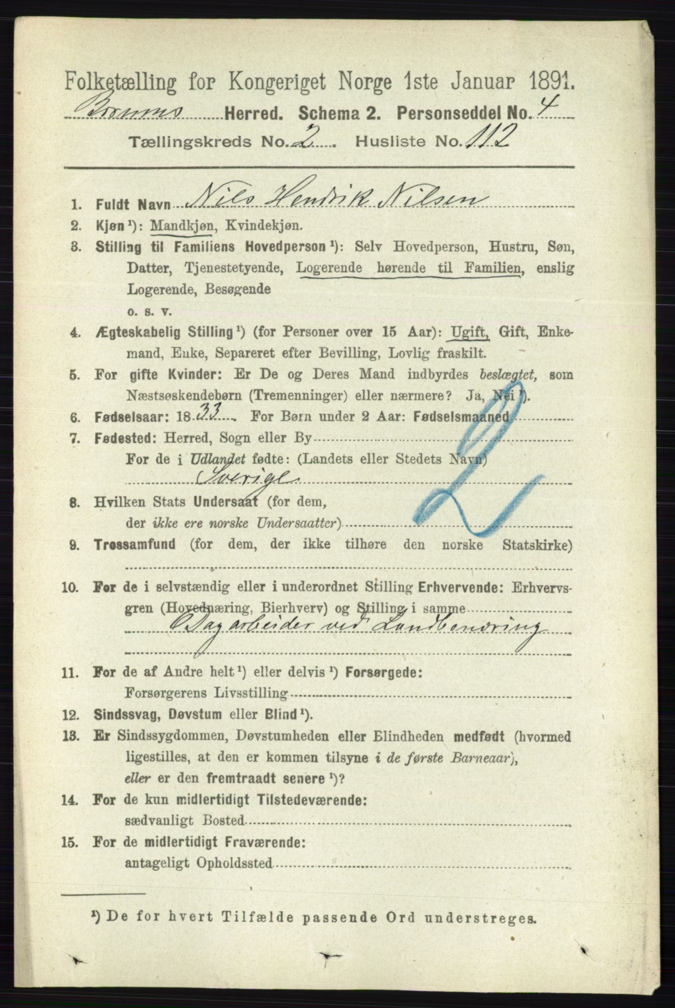 RA, 1891 census for 0219 Bærum, 1891, p. 1895