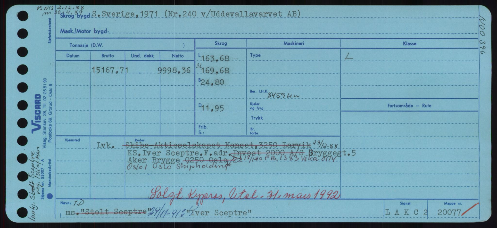 Sjøfartsdirektoratet med forløpere, Skipsmålingen, RA/S-1627/H/Hd/L0018: Fartøy, I, p. 333