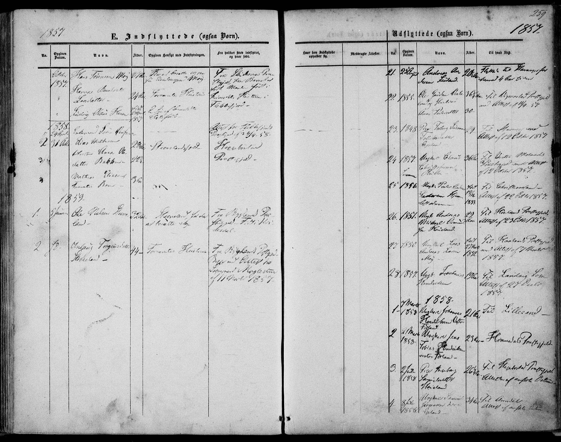 Kvinesdal sokneprestkontor, SAK/1111-0026/F/Fa/Fab/L0006: Parish register (official) no. A 6, 1857-1869, p. 259