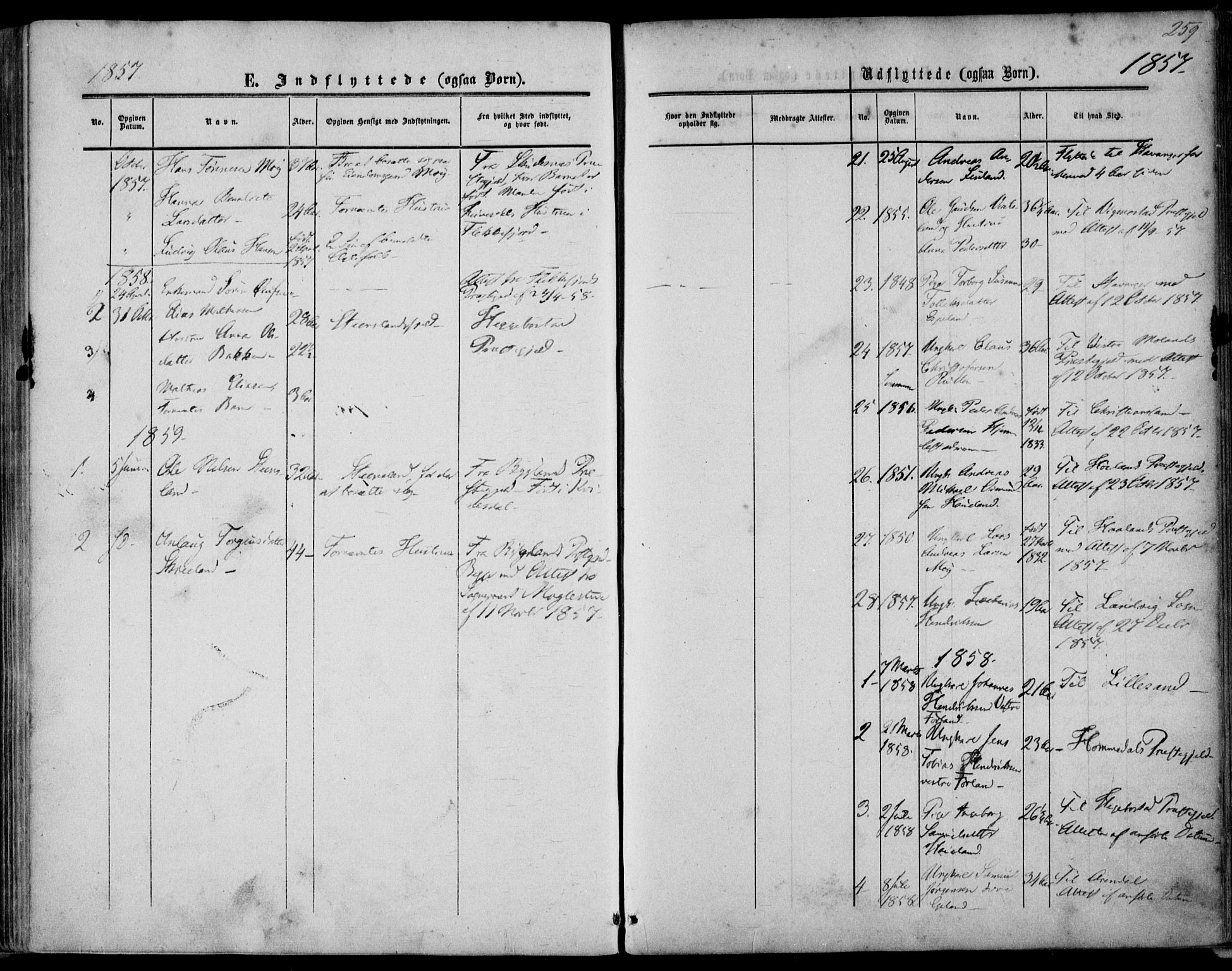 Kvinesdal sokneprestkontor, AV/SAK-1111-0026/F/Fa/Fab/L0006: Parish register (official) no. A 6, 1857-1869, p. 259